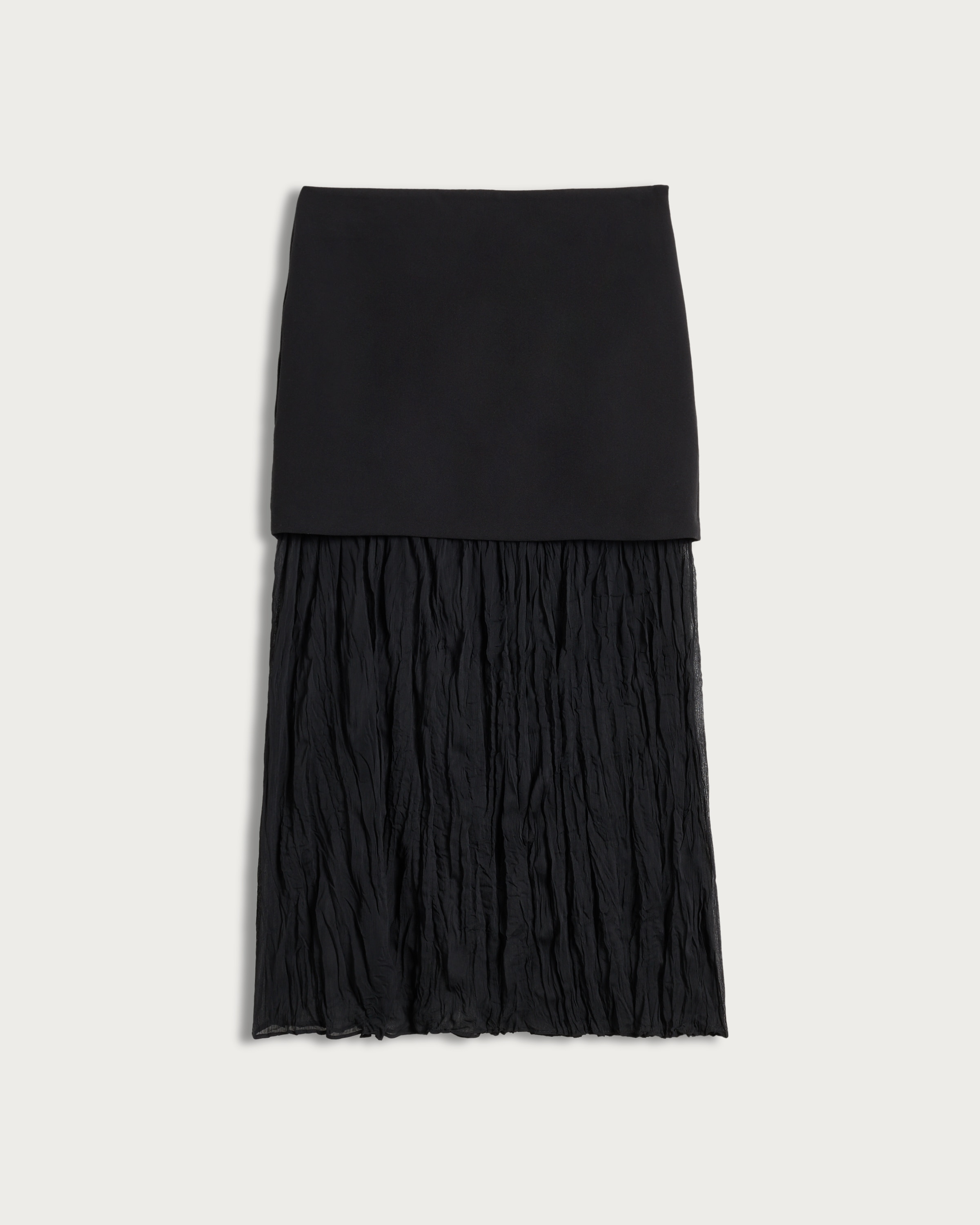 F&F Crinkle Textured Layered Co-ord Midi Skirt in Black thumbnail 4