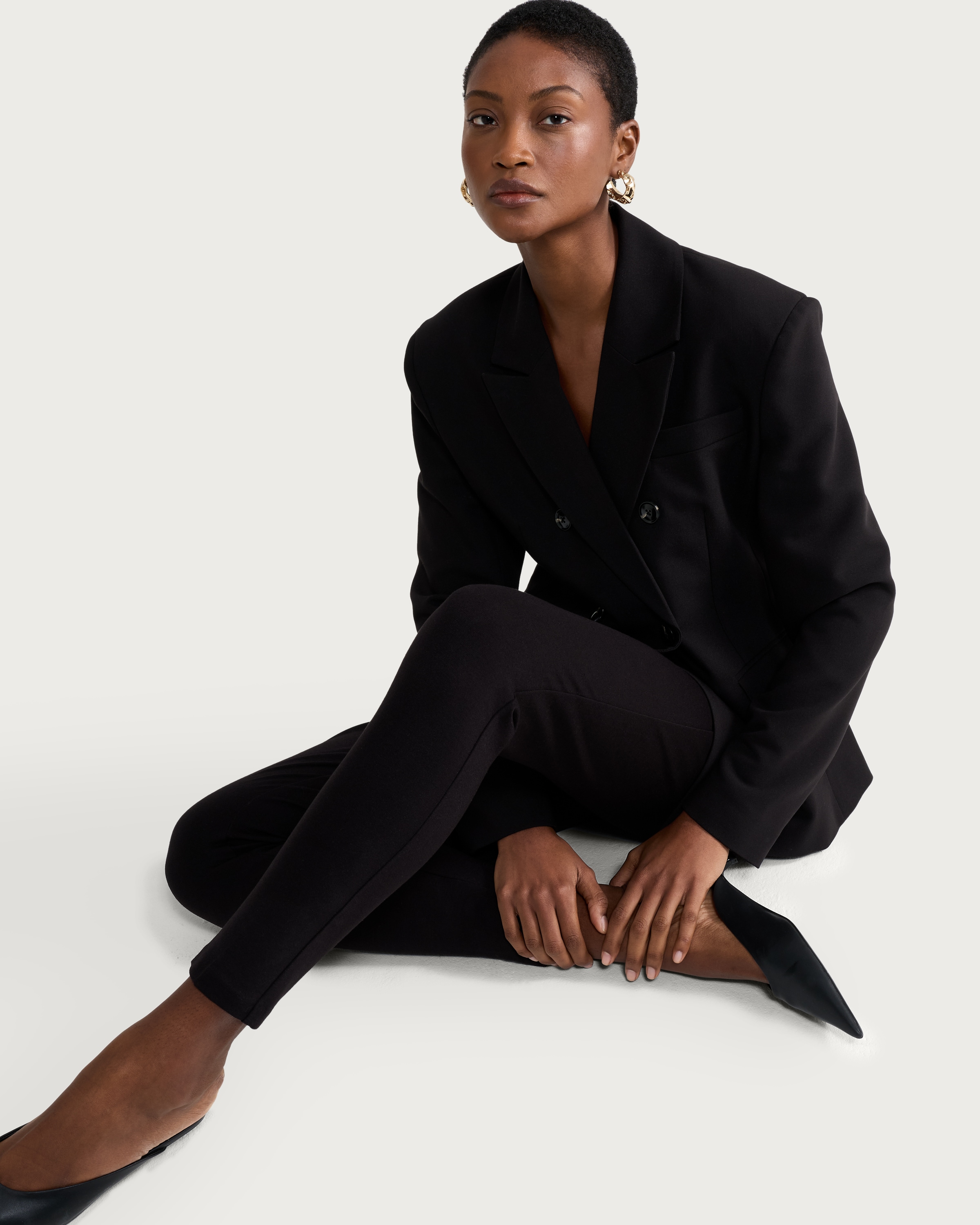 F&F Ponte Tailored Fitted Trousers in Black