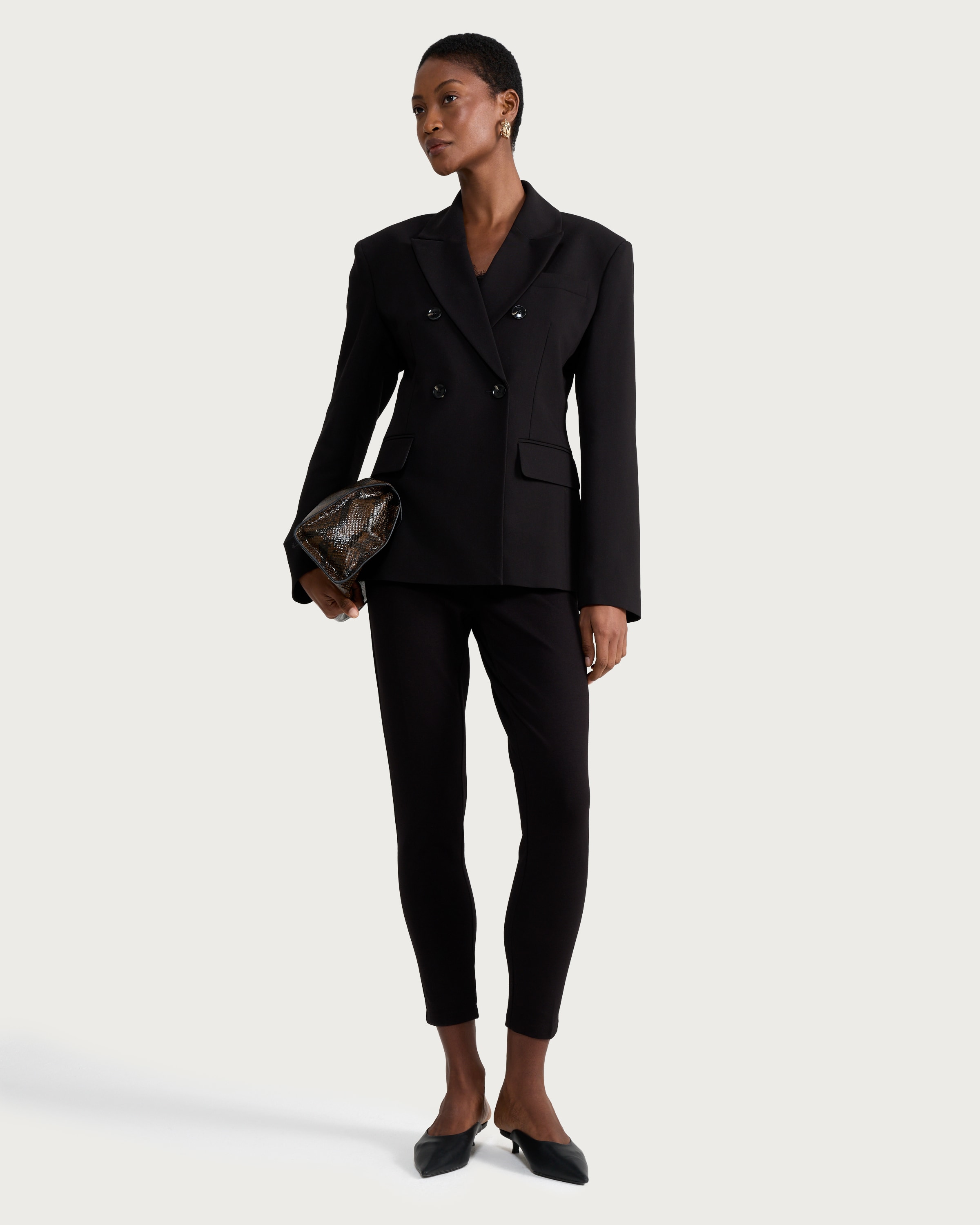 F&F Ponte Tailored Fitted Trousers in Black thumbnail 2