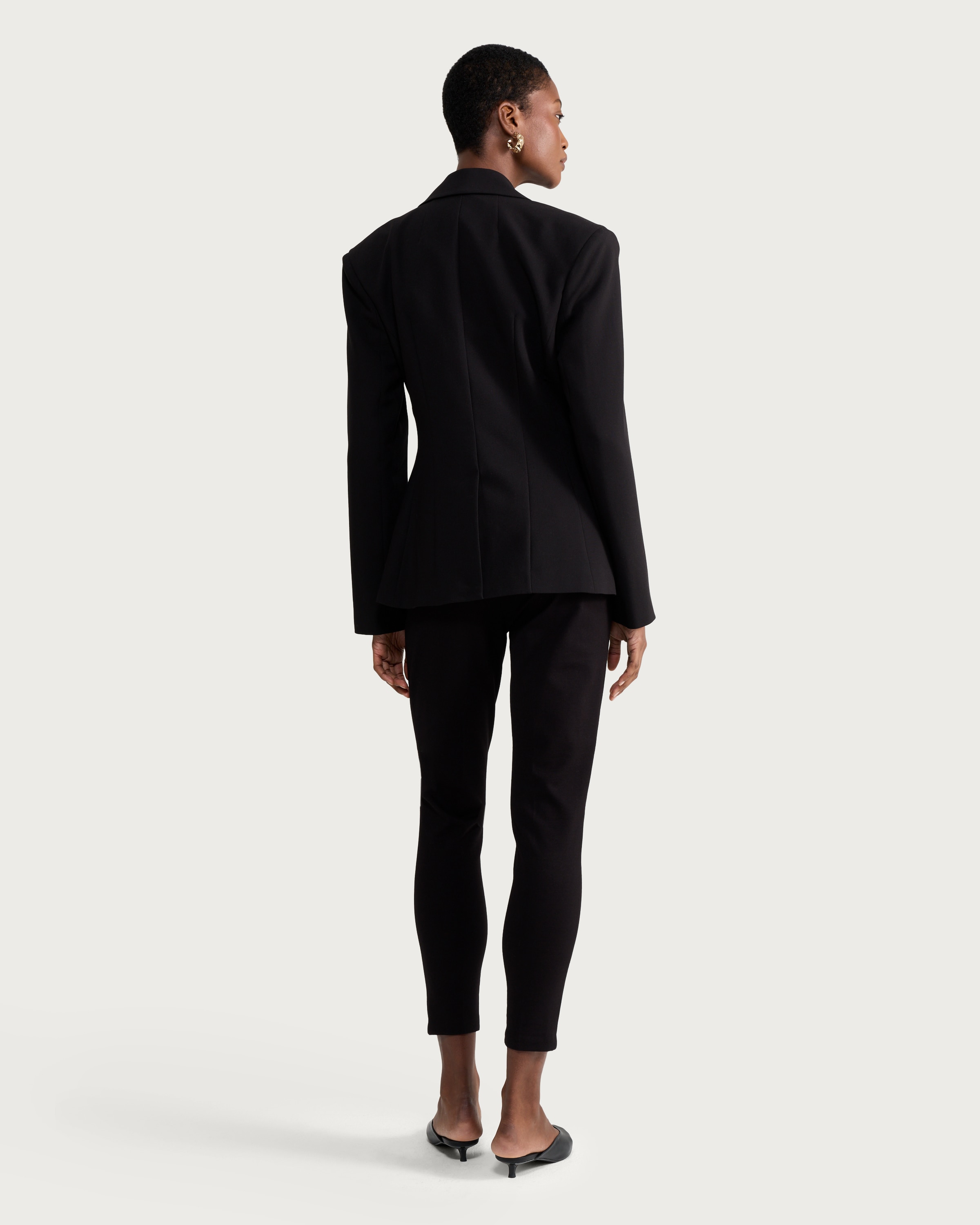 F&F Ponte Tailored Fitted Trousers in Black thumbnail 3