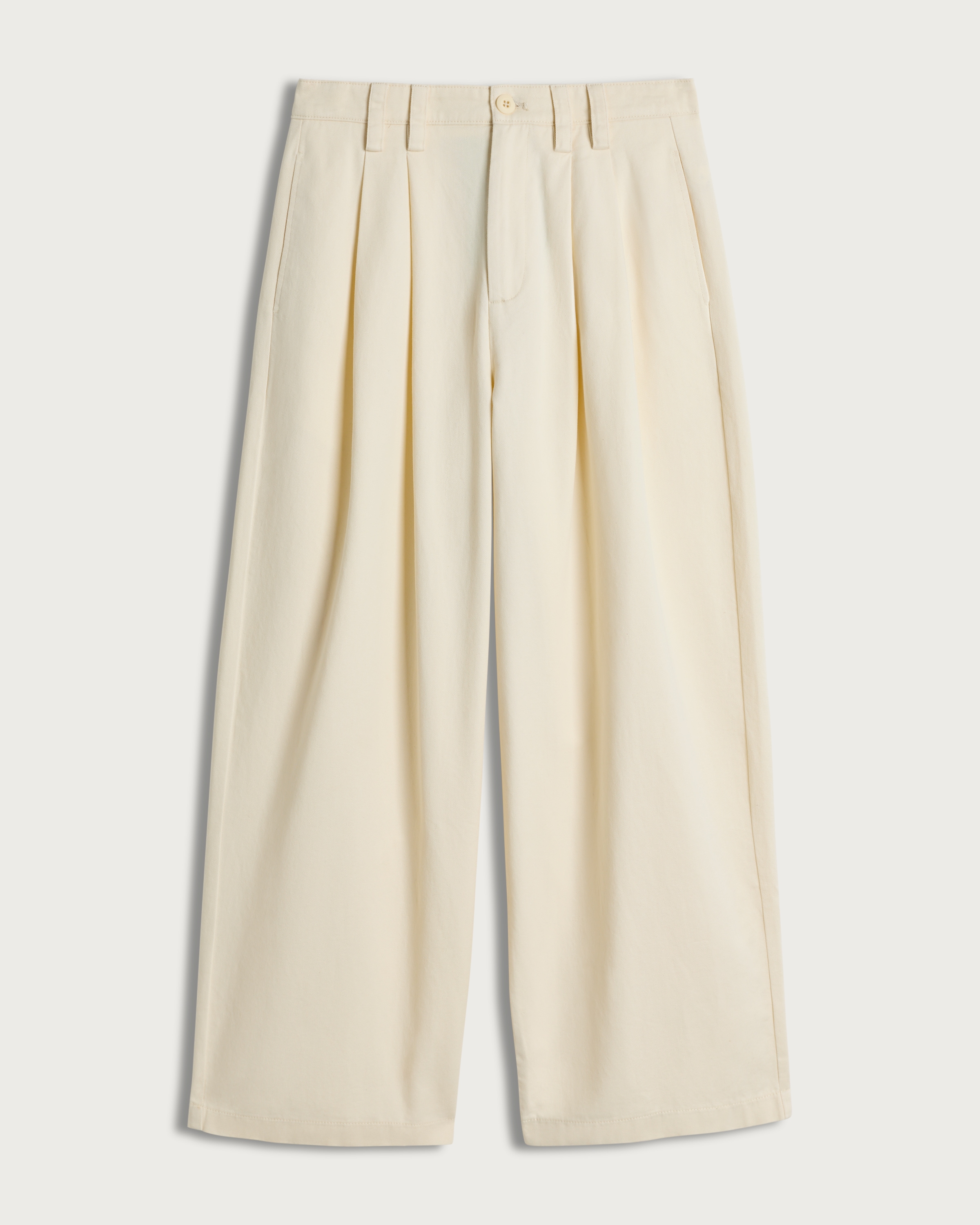 F&F Pure Cotton Pleated High Rise Wide Leg Trousers in Yellow thumbnail 4