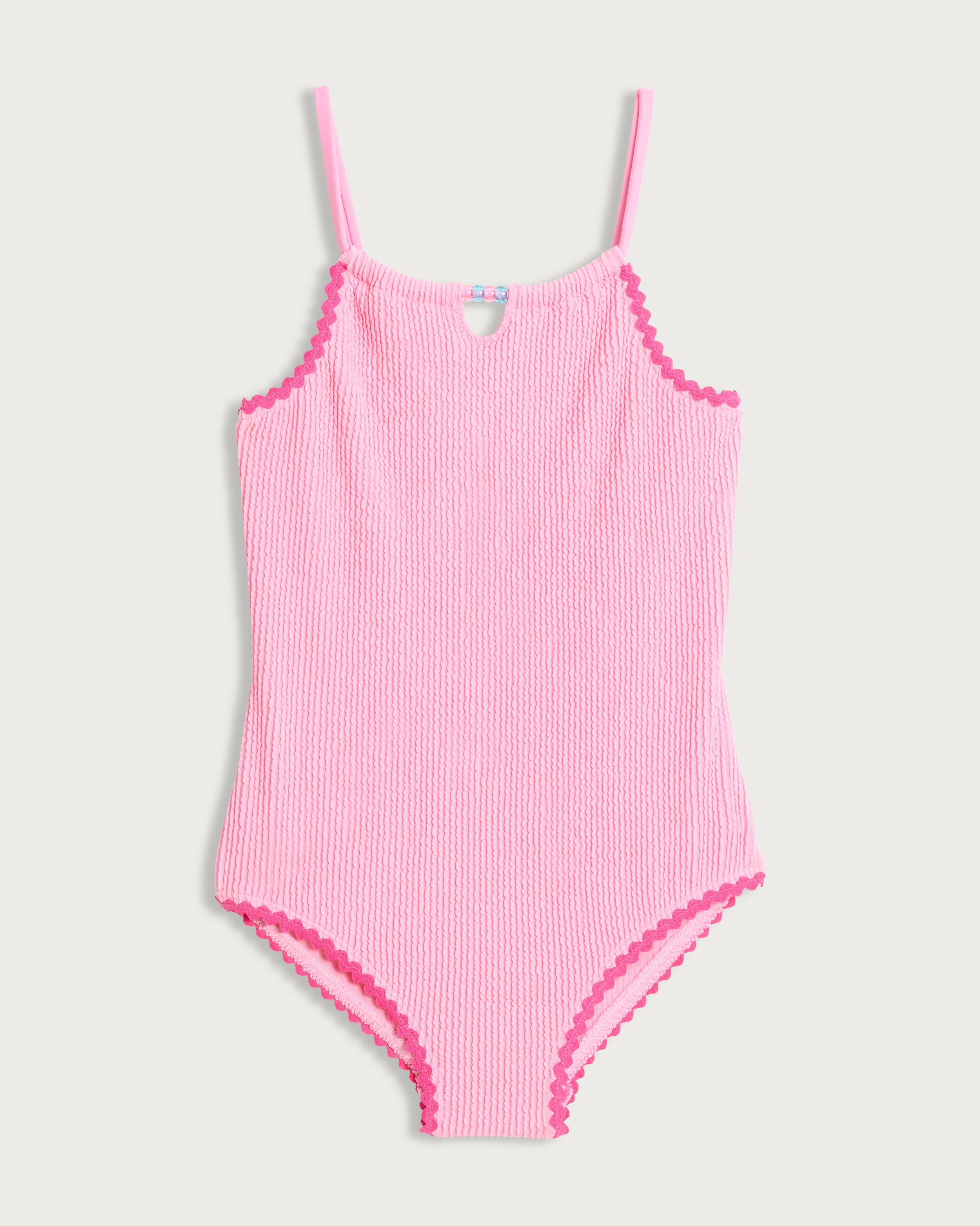 F&F Girls Textured Bead Detail Swimsuit in Pink