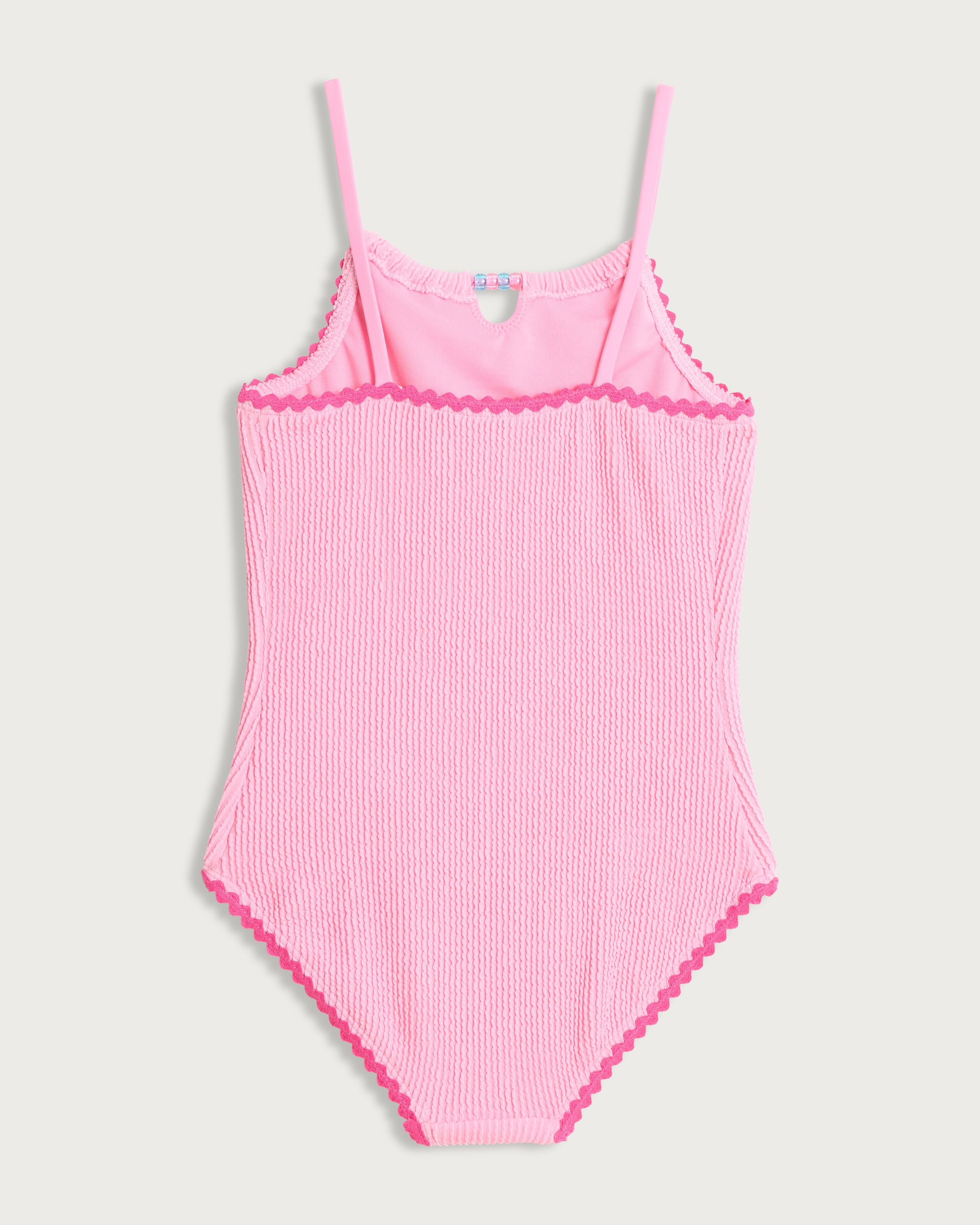 F&F Girls Textured Bead Detail Swimsuit in Pink thumbnail 2