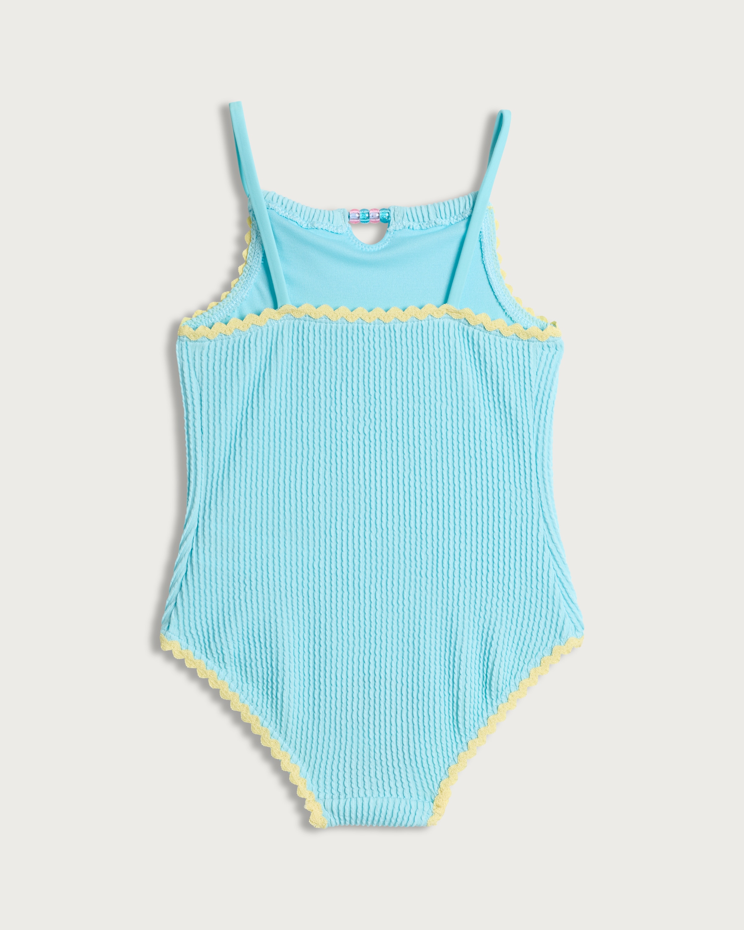 F&F Girls Textured Bead Detail Swimsuit in Blue thumbnail 2