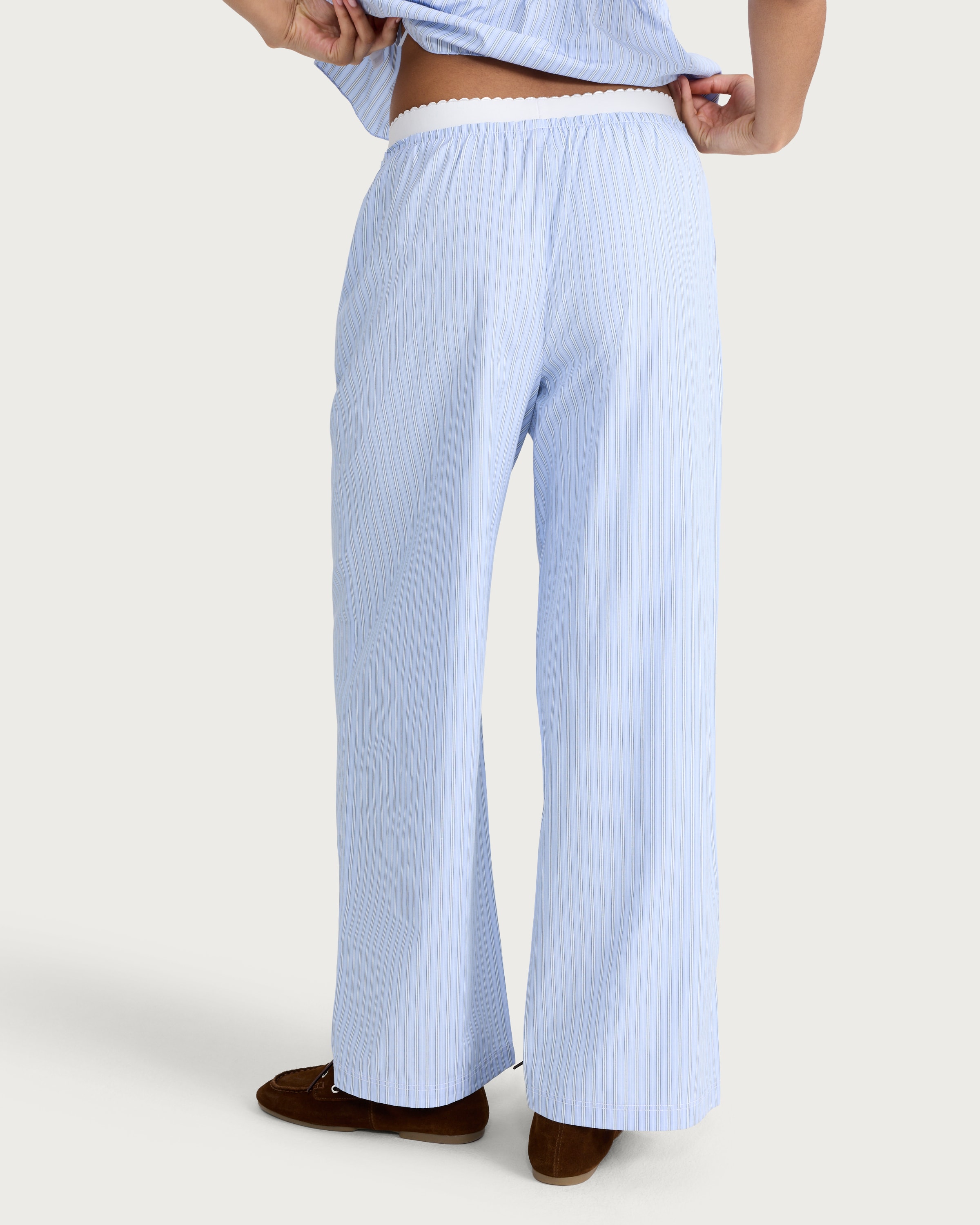 OH ME OH MY Stripe Print Wide Leg Trousers in Blue thumbnail 3