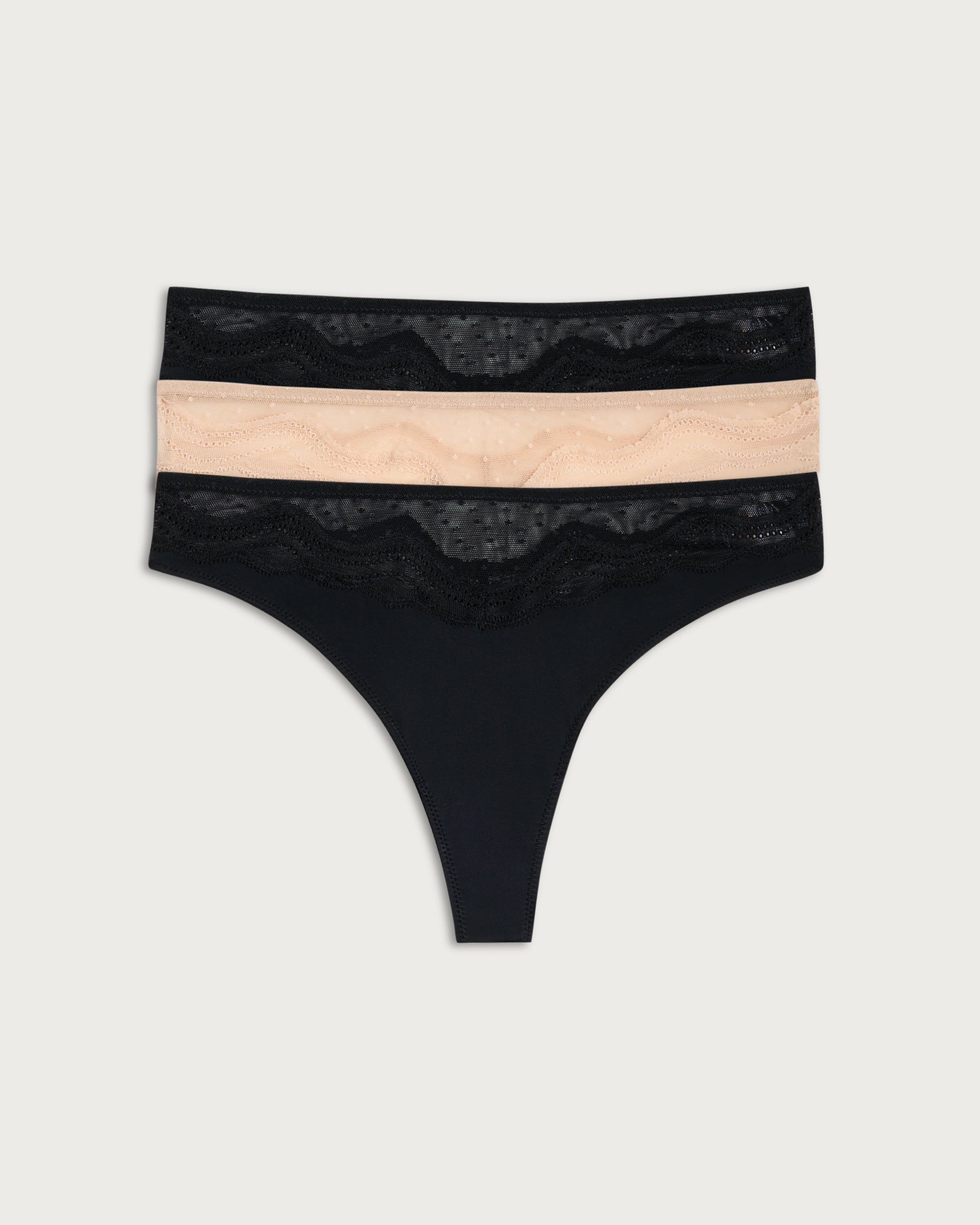F&F 3-Pack Lace Trim Thongs in Multi thumbnail 4