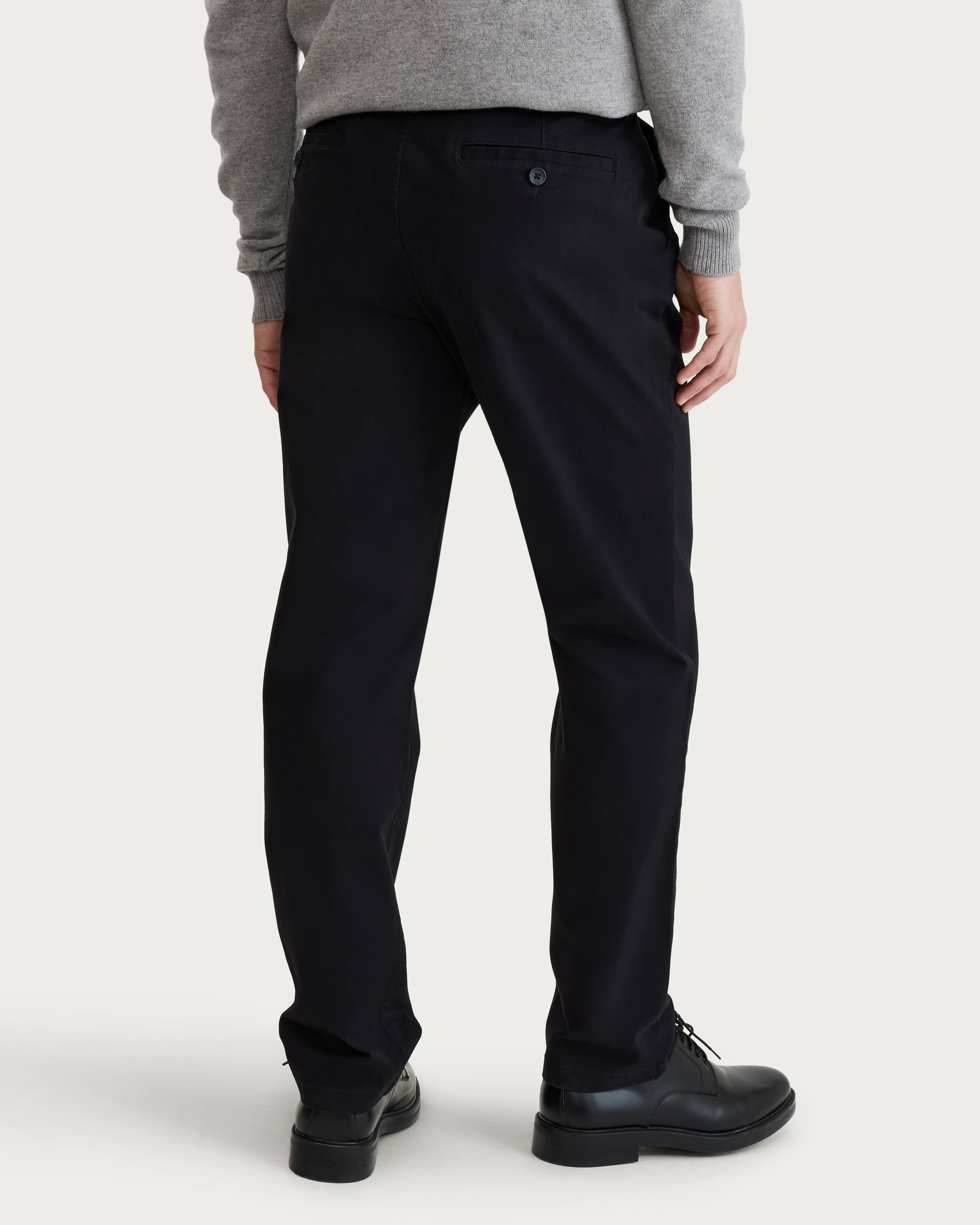 F&F Cotton Rich Fixed Waist Straight Leg Chino Trousers in Black thumbnail 3