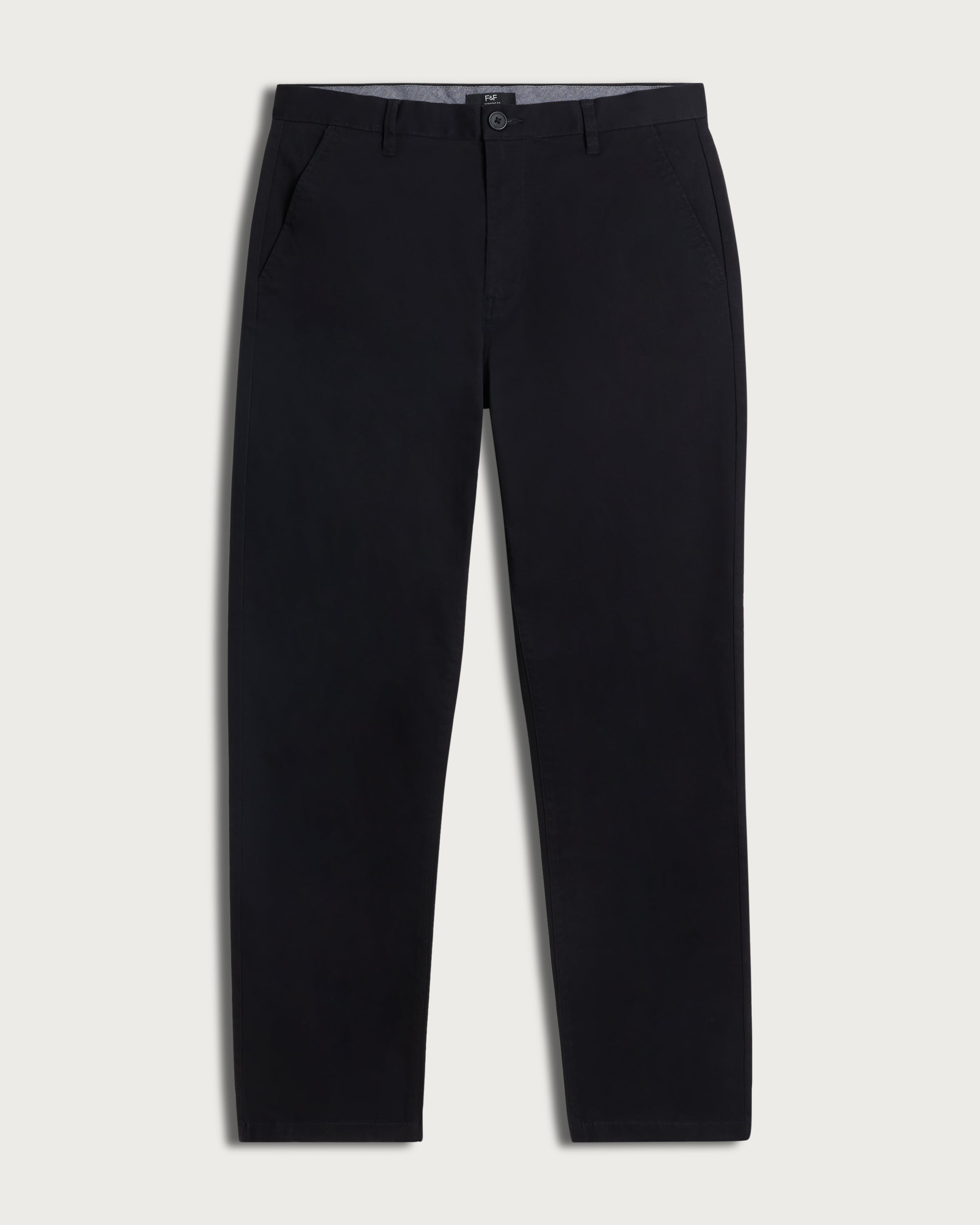 F&F Cotton Rich Fixed Waist Straight Leg Chino Trousers in Black thumbnail 4