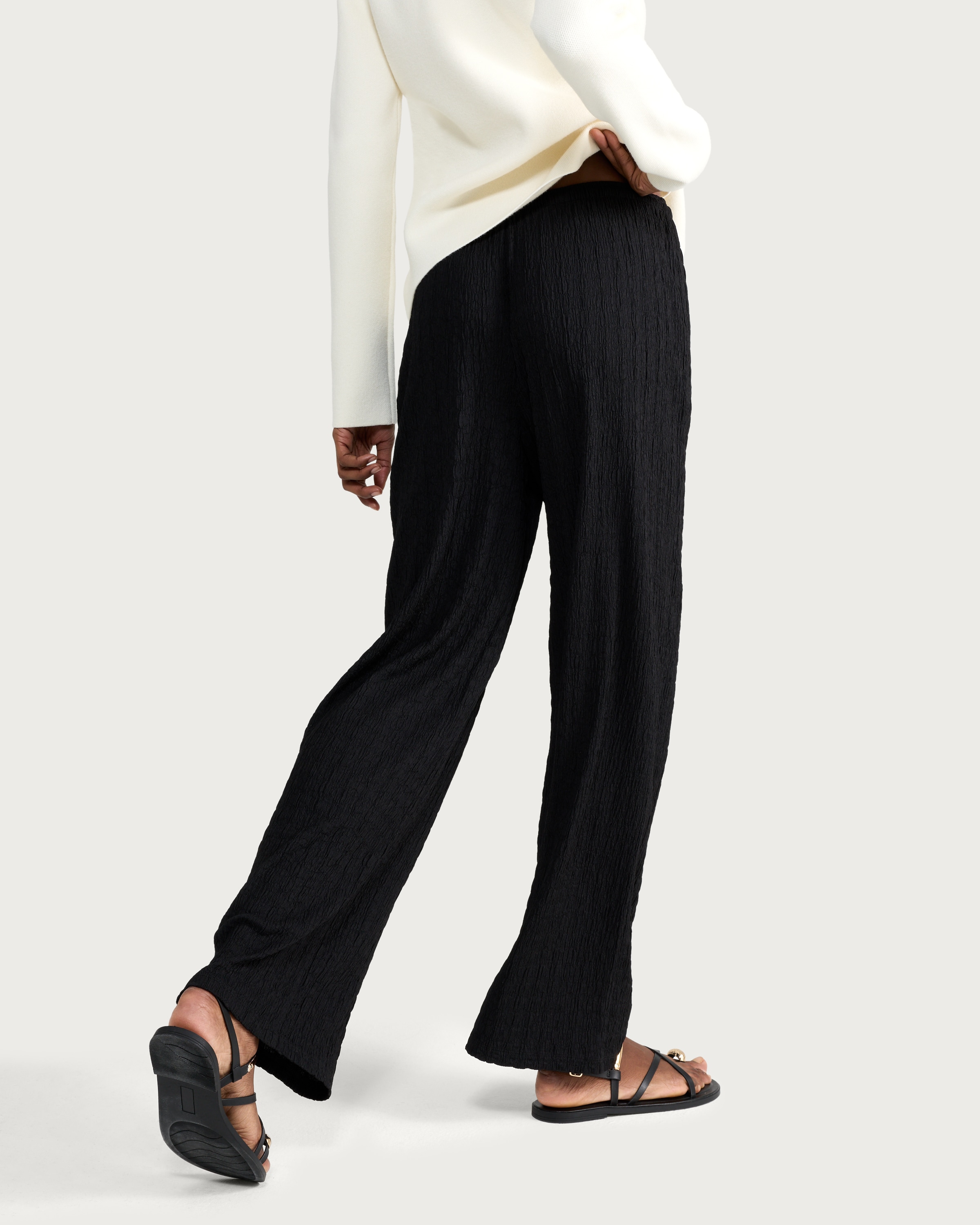 F&F Textured Wide Leg Trousers in Black