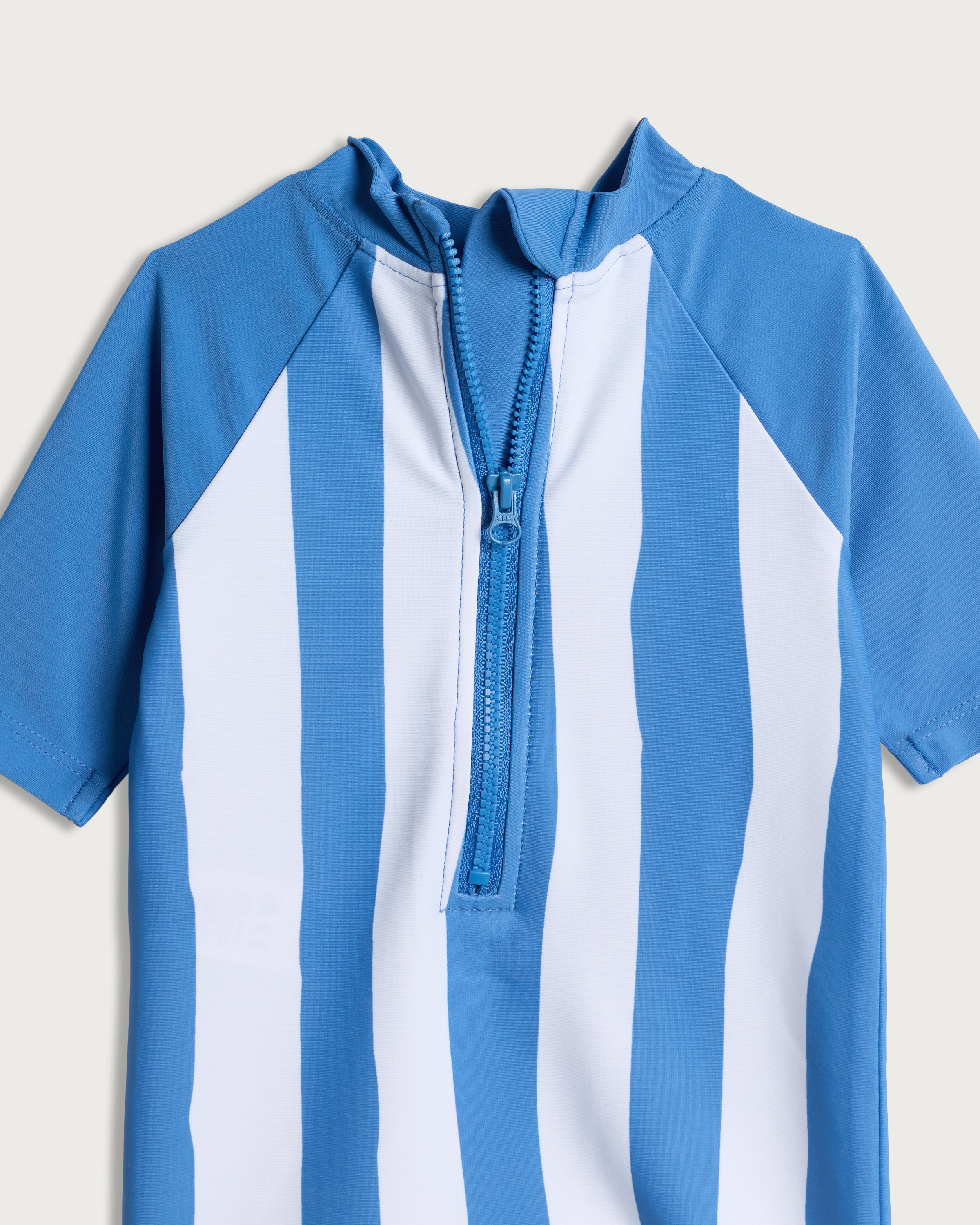F&F Boys 2-Piece Tomato Striped Sunsafe Swimsuit and Hat Set in Blue thumbnail 3