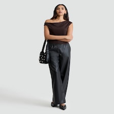 F&F Polyamide Asymmetric Neck Sleeveless Top in Chocolate thumbnail 2