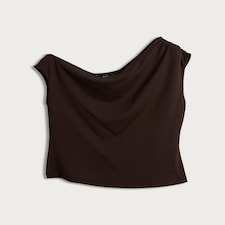 F&F Polyamide Asymmetric Neck Sleeveless Top in Chocolate thumbnail 4