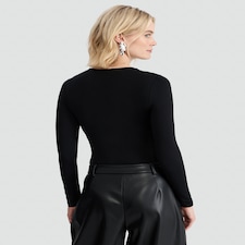 F&F Polyamide Crew Neck Long Sleeved Bodysuit in Black thumbnail 3