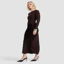 F&F Polyamide Crew Neck Long Sleeved Bodysuit in Chocolate