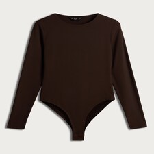 F&F Polyamide Crew Neck Long Sleeved Bodysuit in Chocolate thumbnail 4