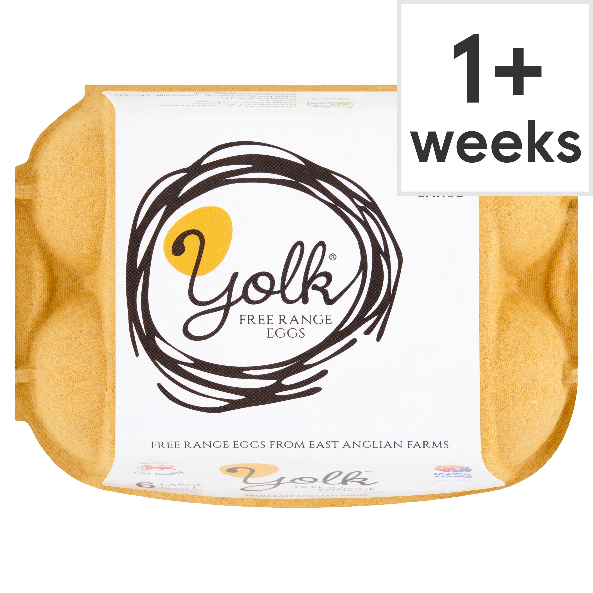 Yolk Free Range Eggs 6 Large 