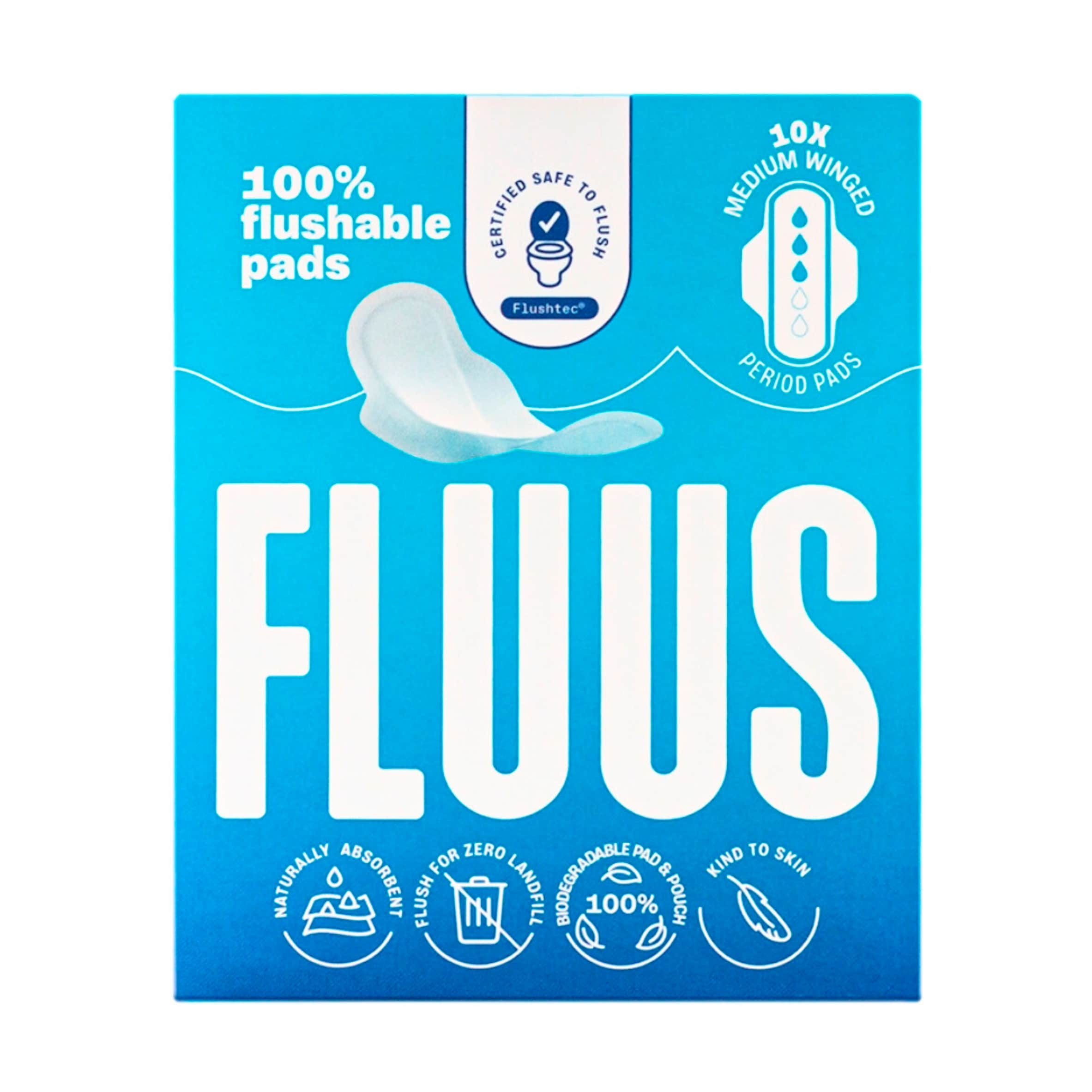 Fluus Flushable Pads Medium 10s