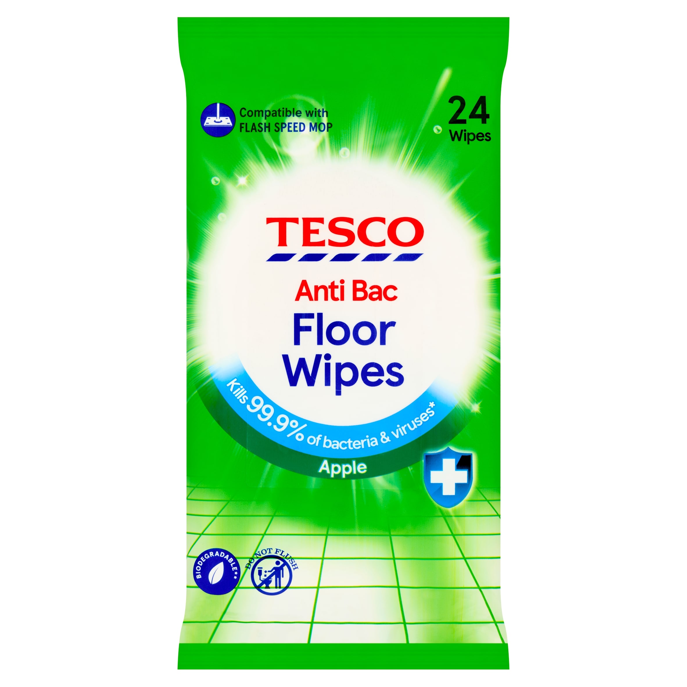 Tesco Anti Bac Floor Wipes Apple 24 Pack