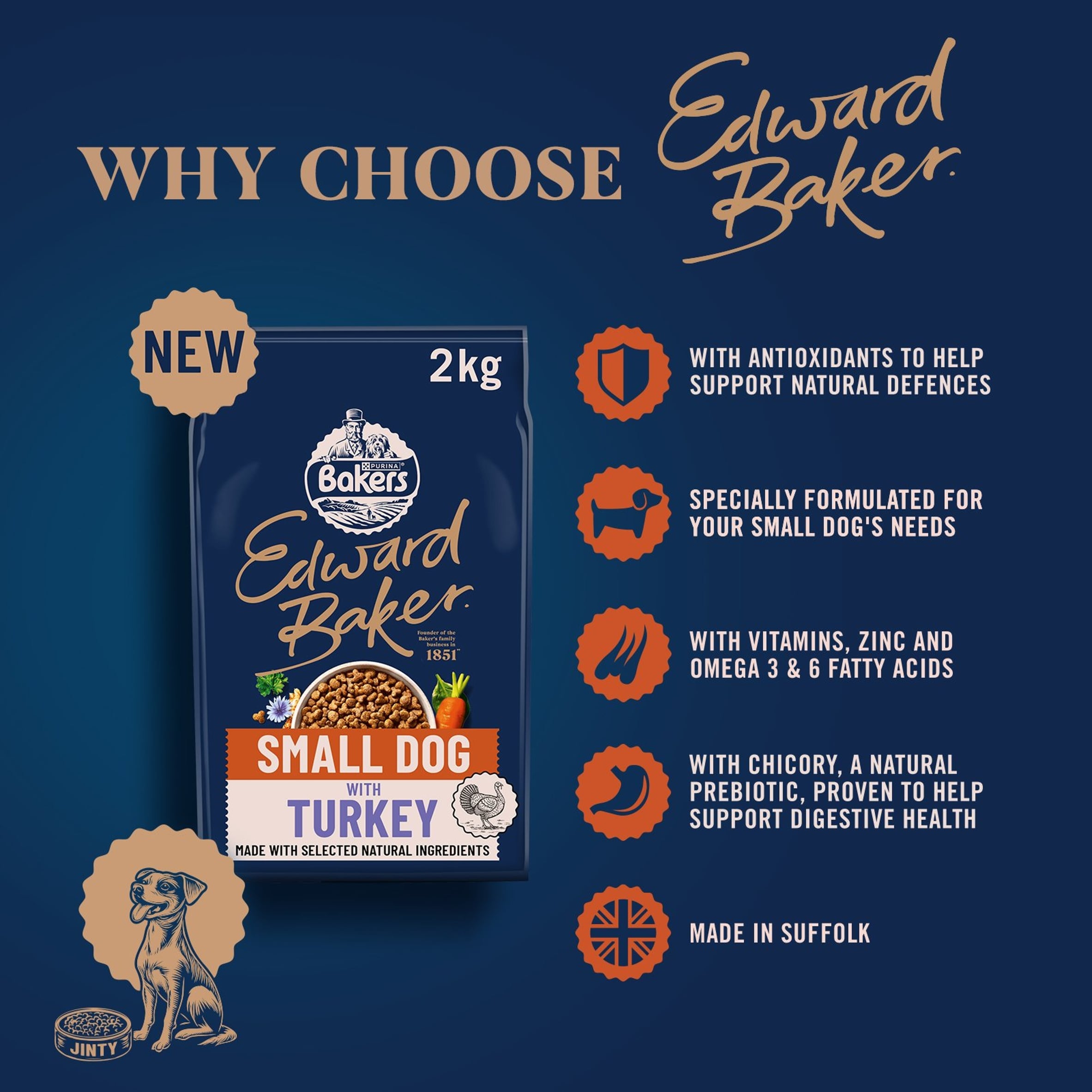 BAKERS Edward Baker Small Dog Turkey Dry Dog Food 2kg thumbnail 2