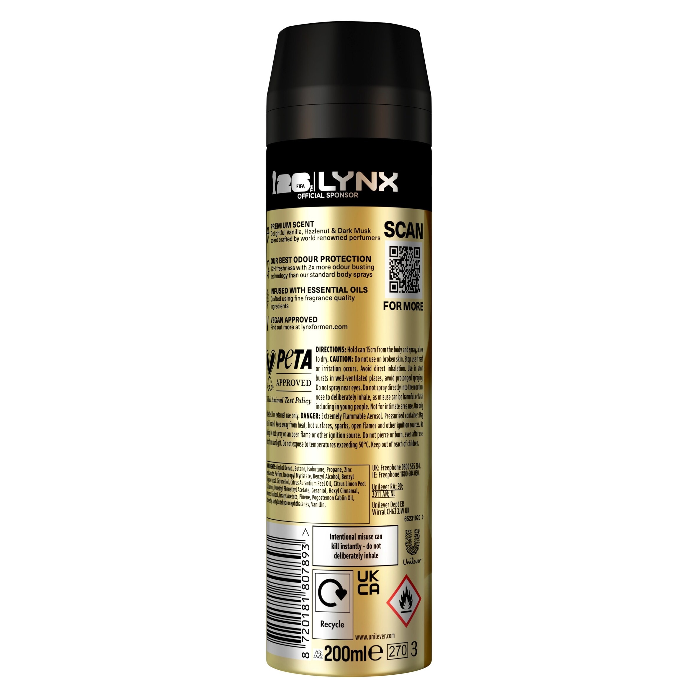 Lynx Marshmallow Smoke 72h Fine Fragrance Premium Deodorant for Men 200ml thumbnail 2