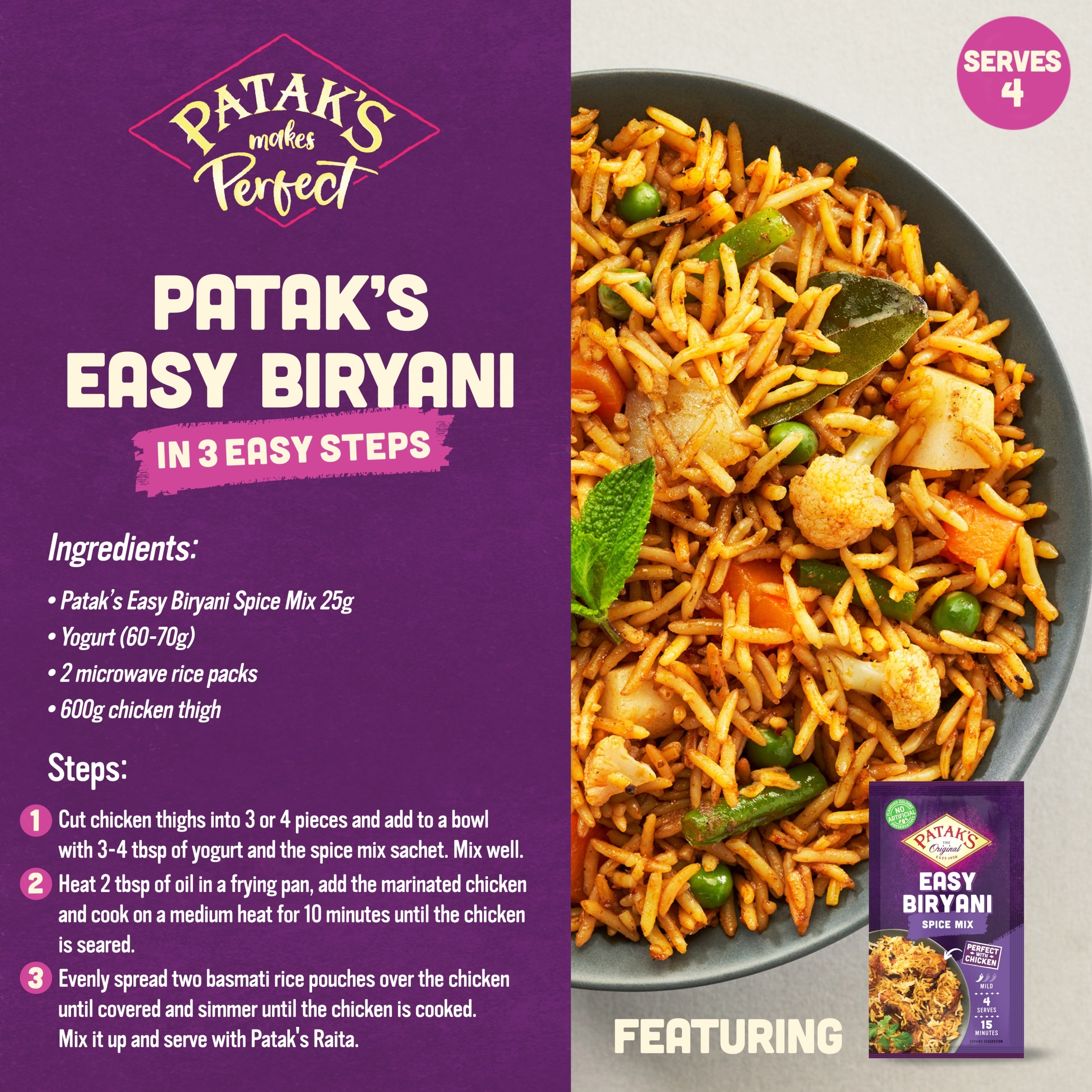 Patak's Easy Biryani Spice Mix 25g thumbnail 2