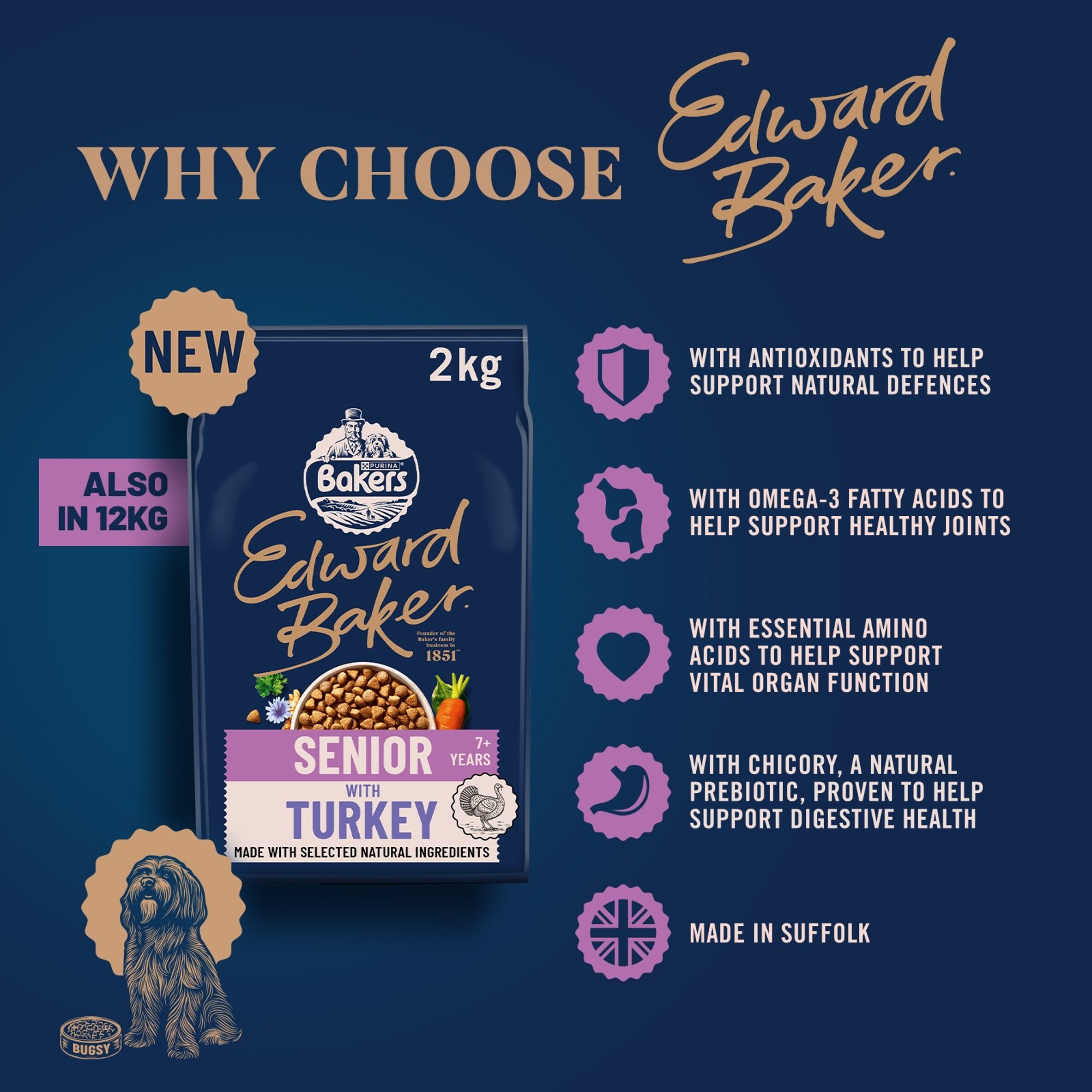 BAKERS Edward Baker Senior Turkey Dry Dog Food 2kg thumbnail 2