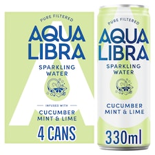 Aqua Libra Sparkling Water Cucumber, Mint and Lime 4 x 330ml