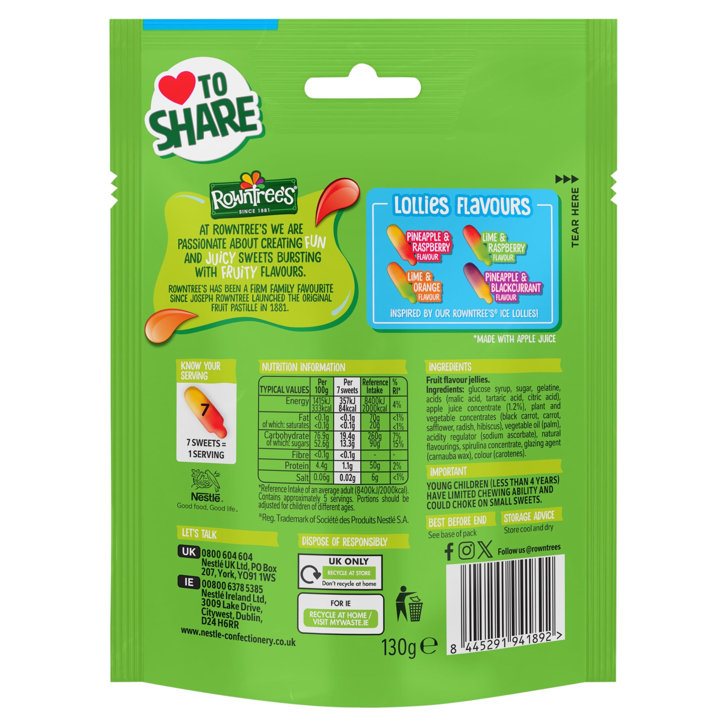 ROWNTREES Fruit Pastilles Lollies 130g thumbnail 3