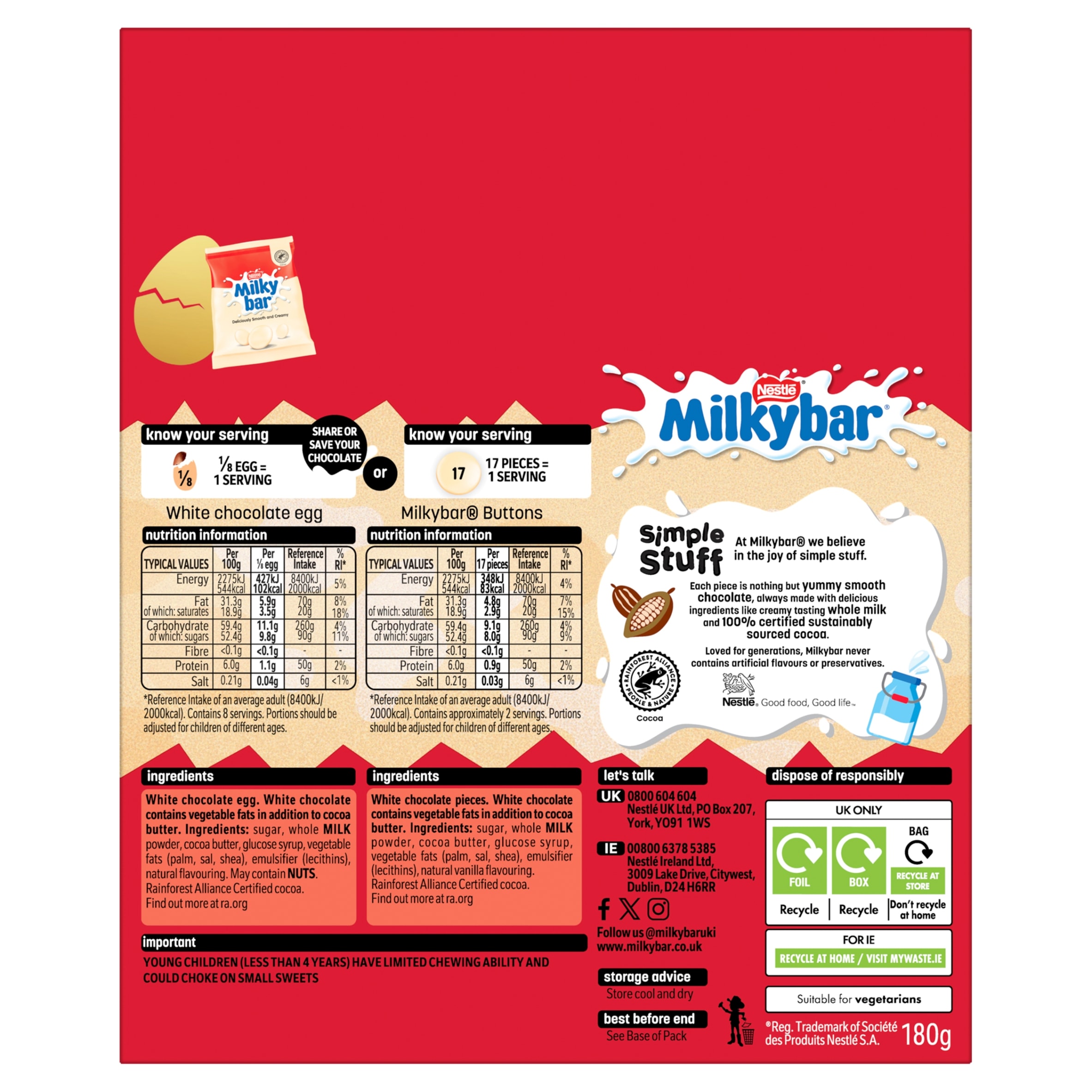 Milkybar White Chocolate Easter Egg 180g thumbnail 3