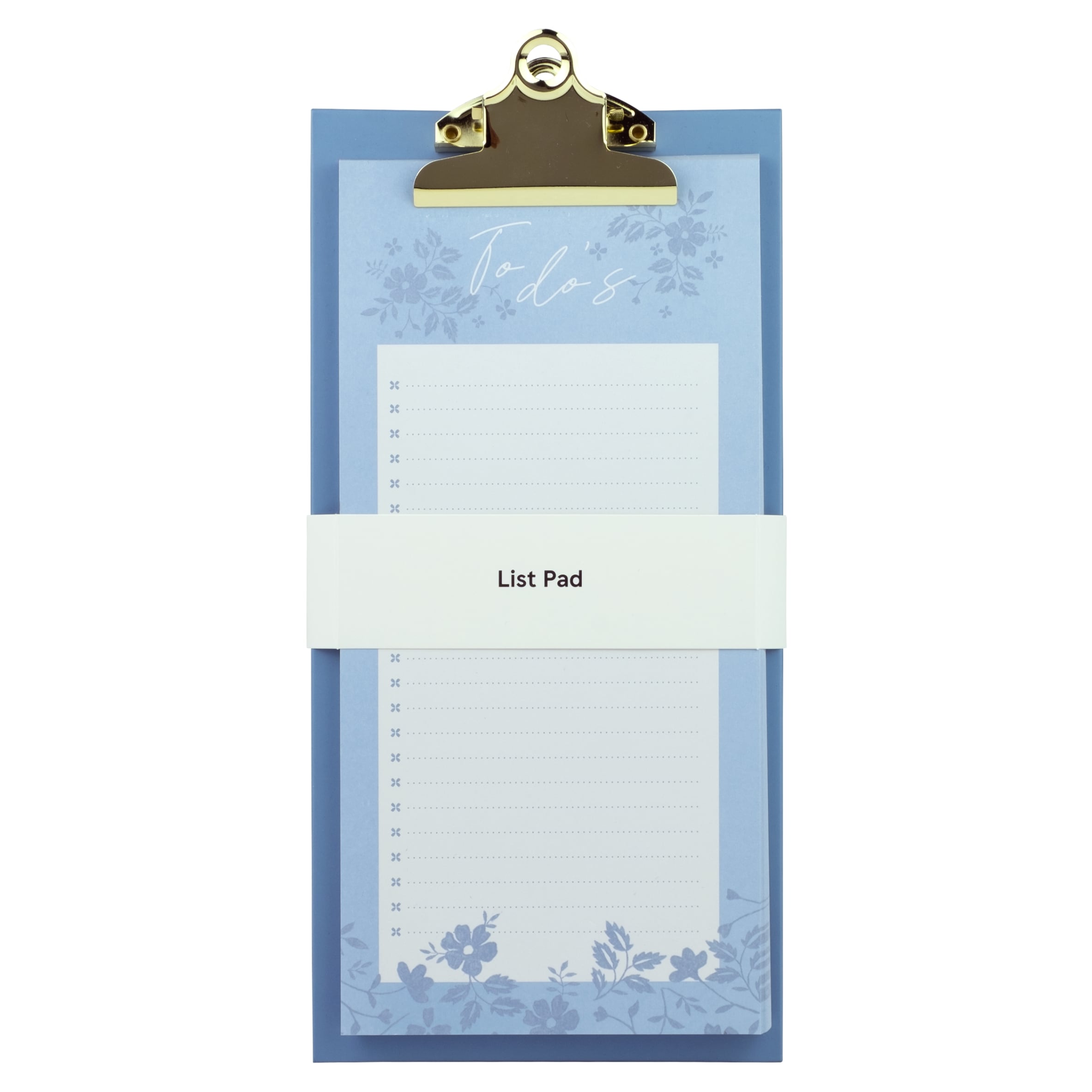 Woodvale Romantic Floral Blue Clipboard List Pad