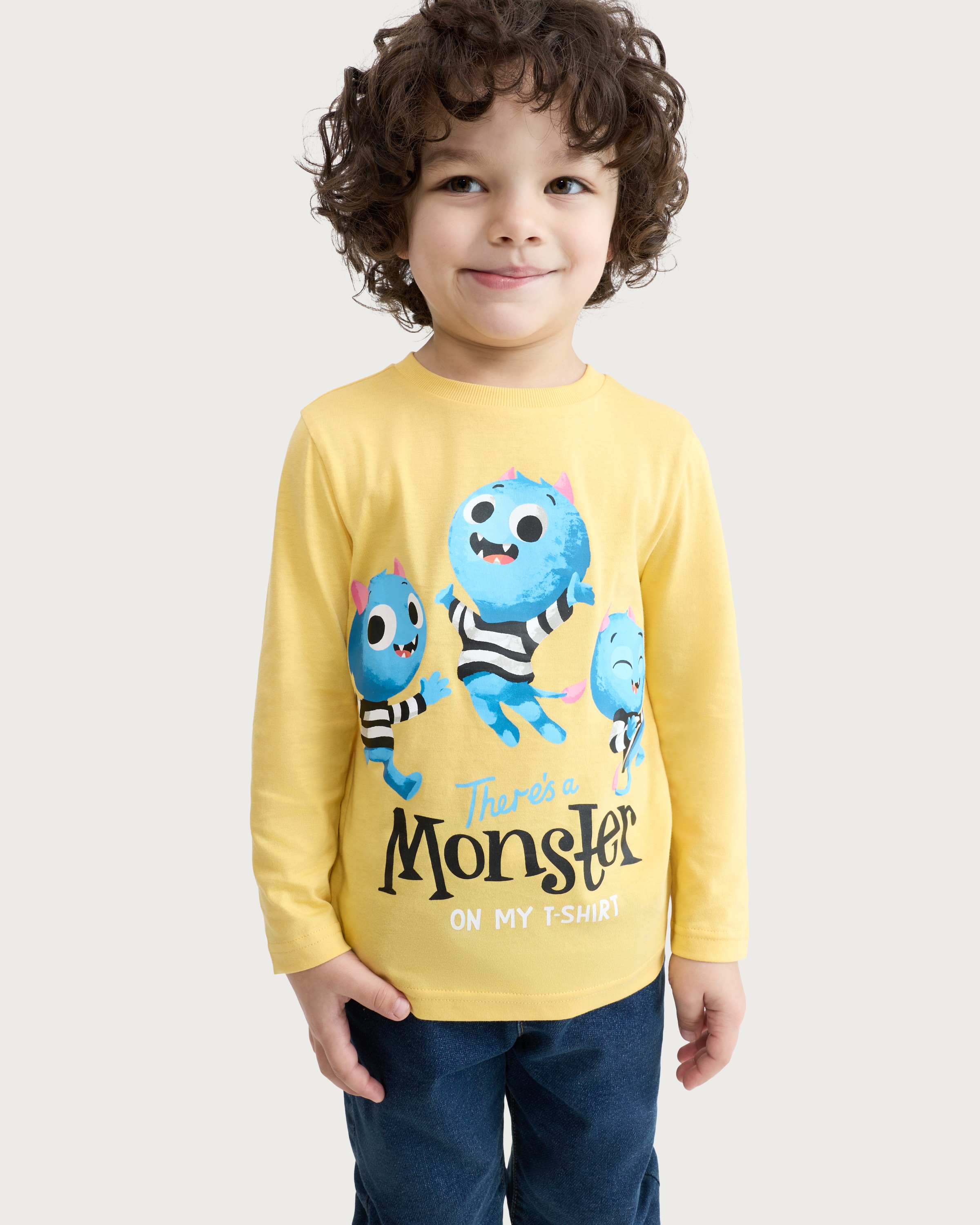 Who's In Your Book? Monster Long Sleeved Top in Yellow