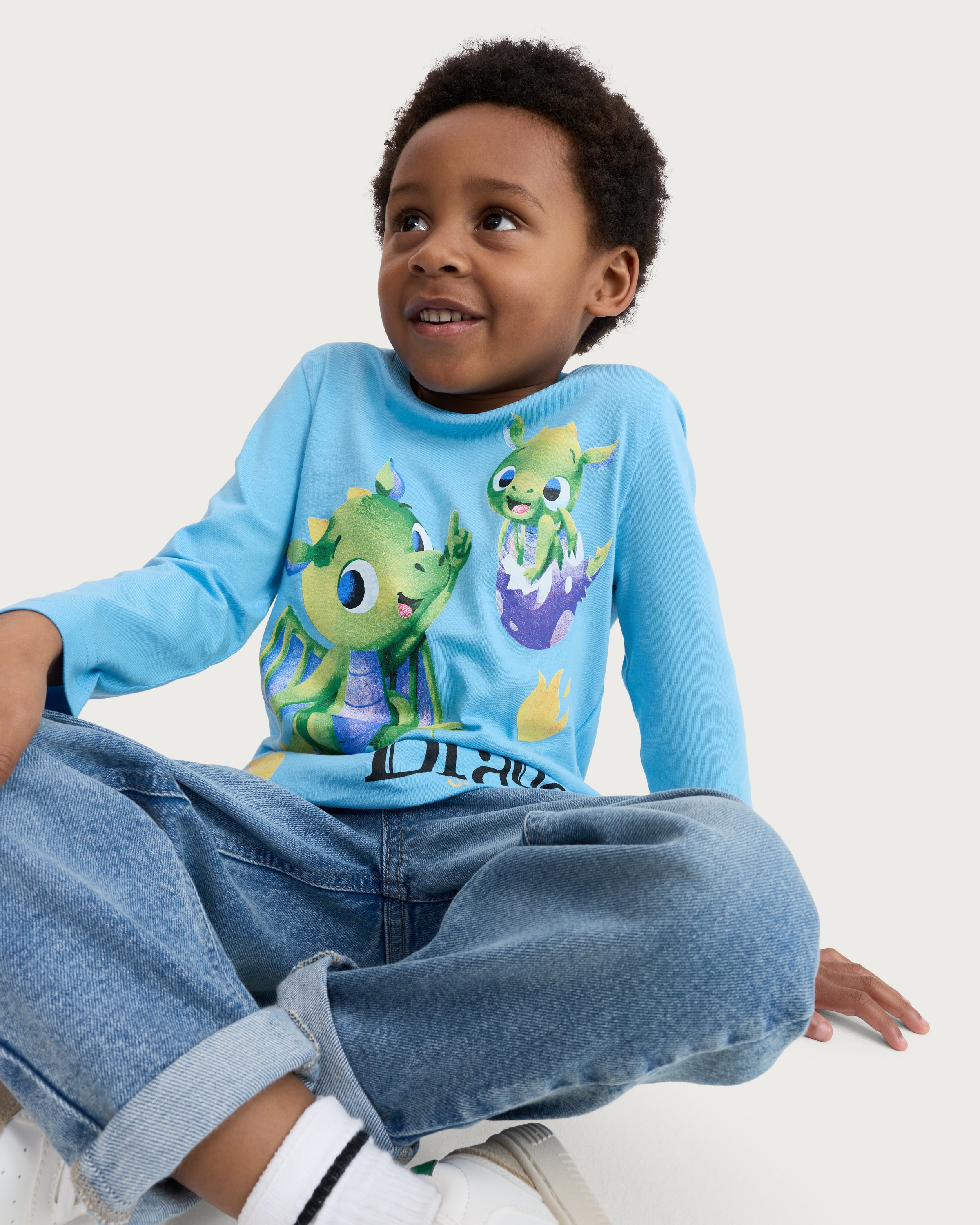 Who's In Your Book? Dragon Long Sleeved Top in Blue