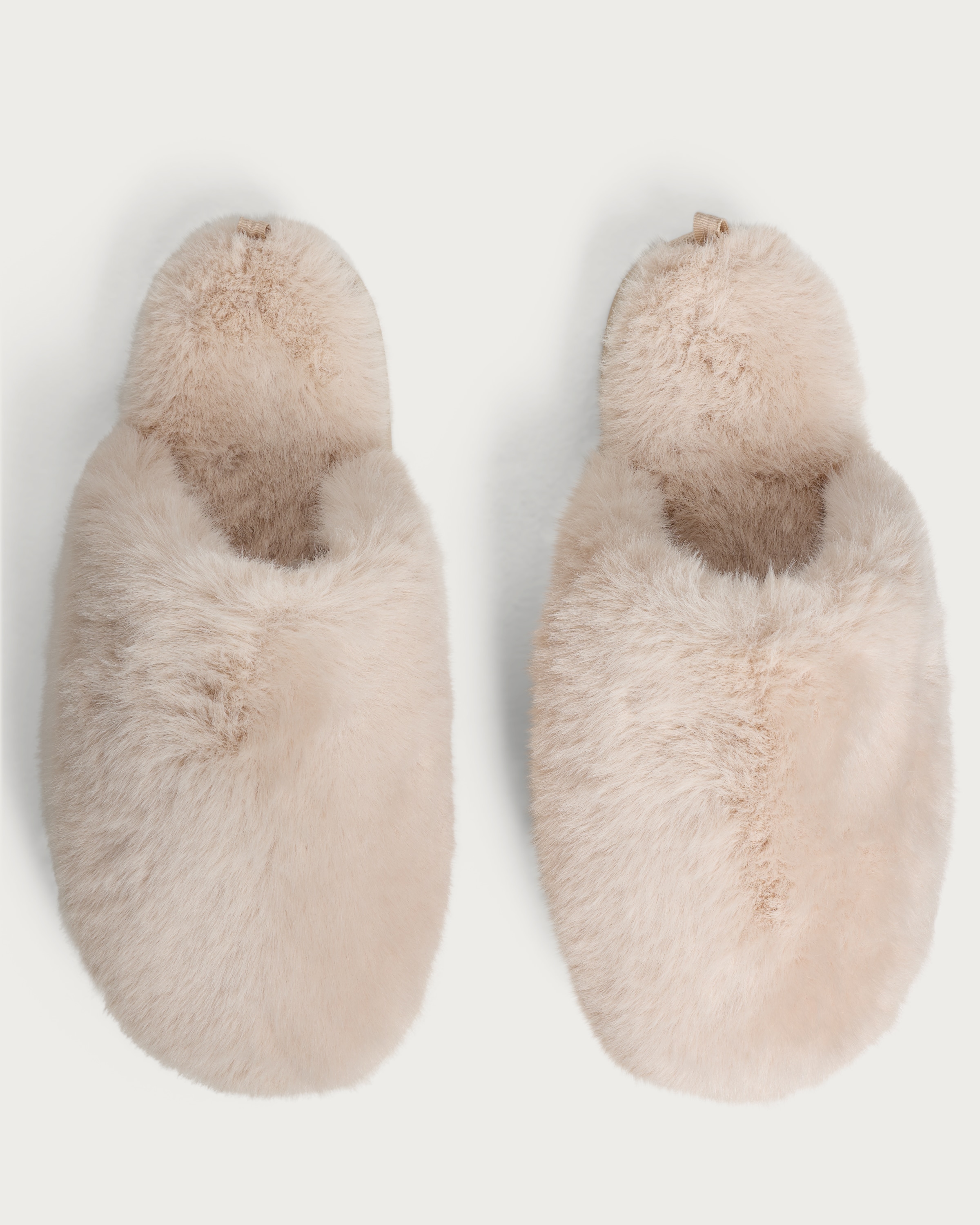F&F Faux Fur Mule Slippers in Neutral thumbnail 2