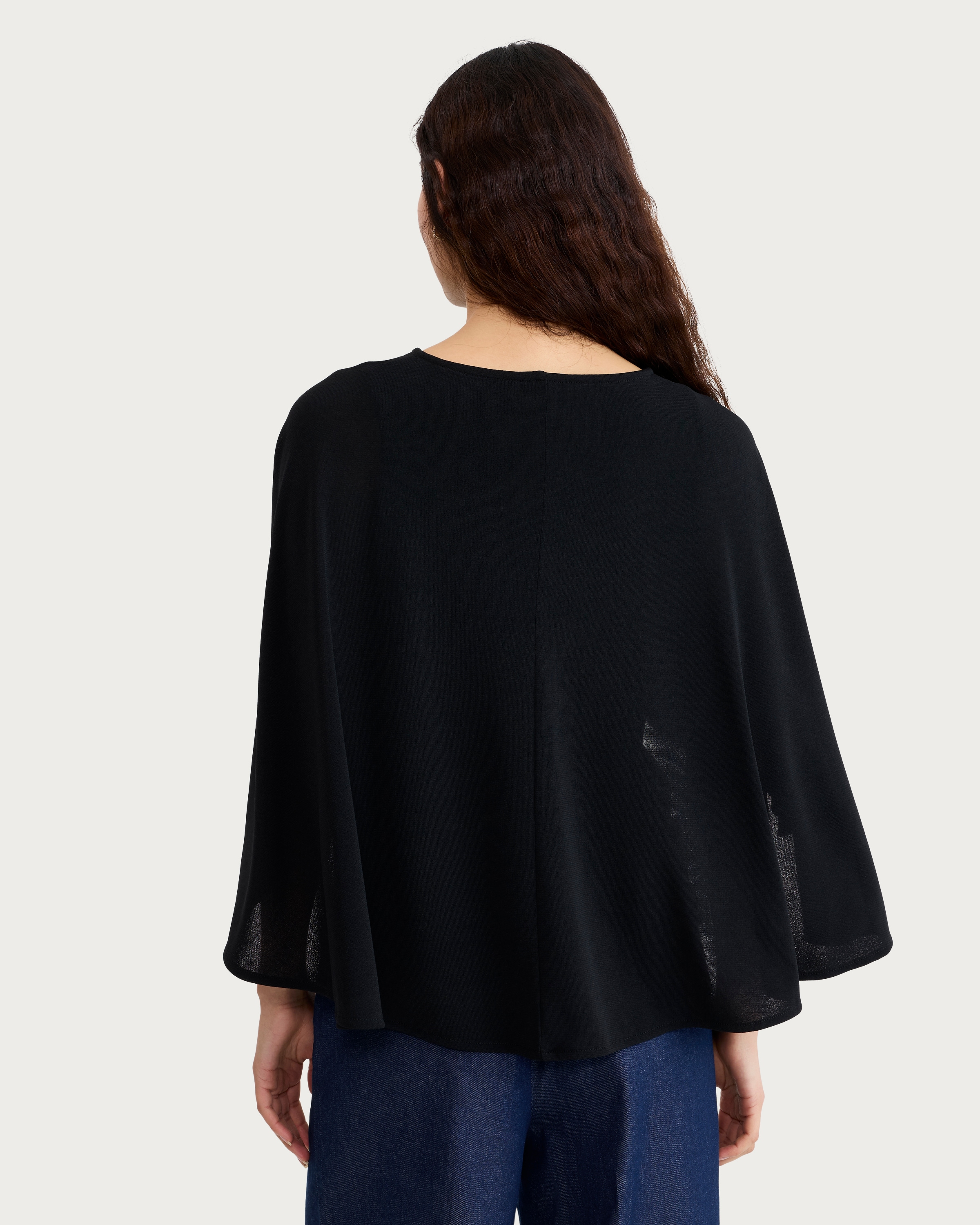 F&F Keyhole Ruffle Sleeved Cape Top in Black thumbnail 3