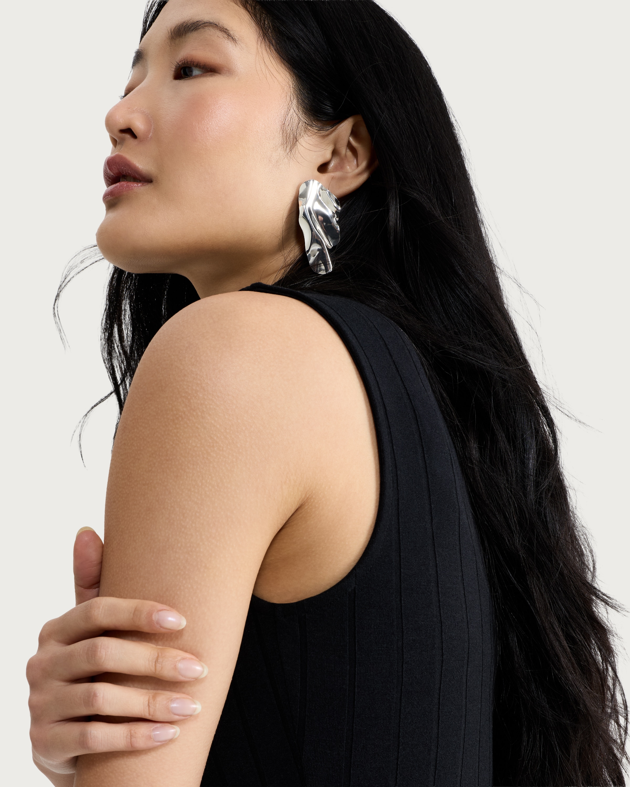 F&F Ribbed Turtle Neck Sleeveless Top in Black