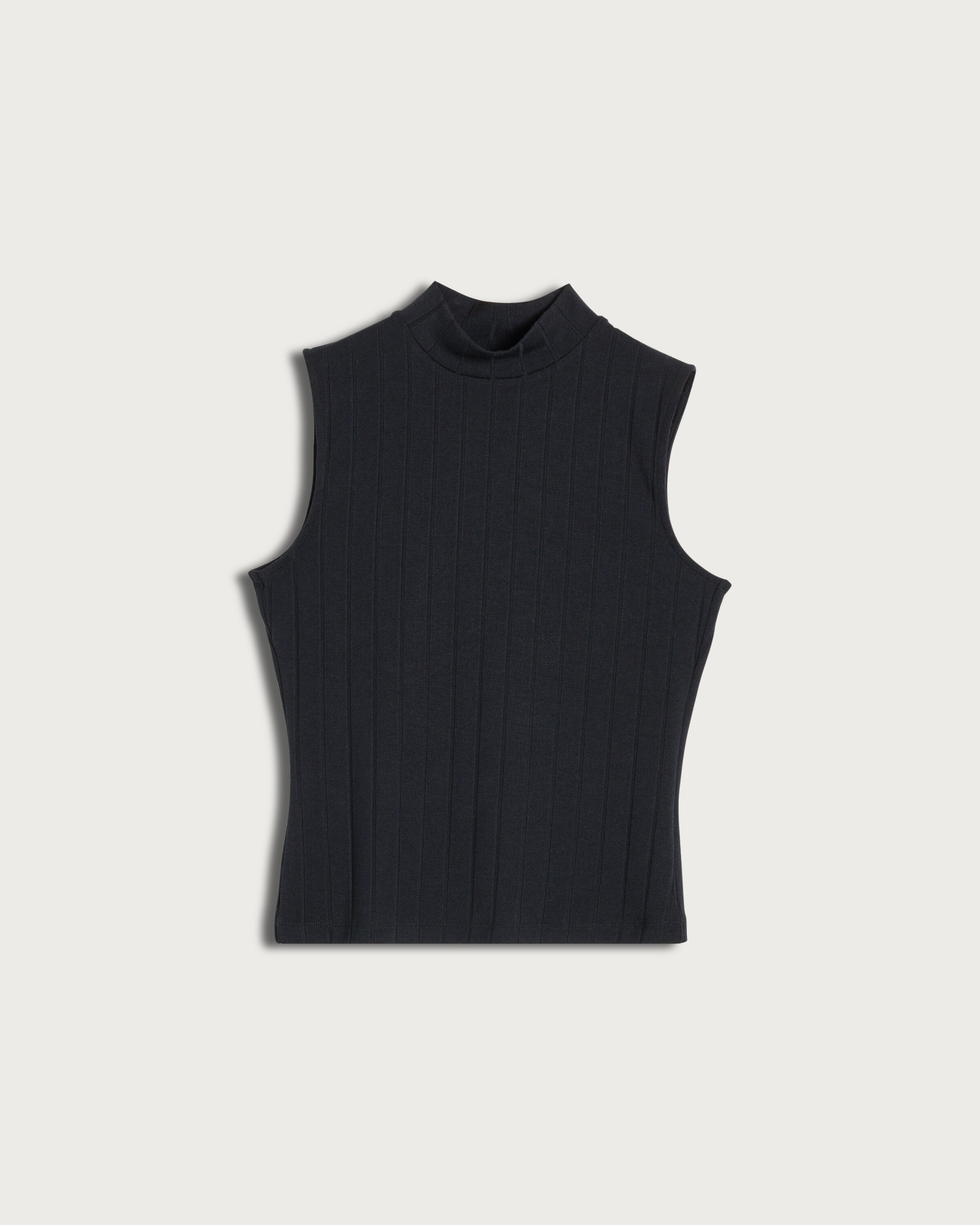 F&F Ribbed Turtle Neck Sleeveless Top in Black thumbnail 4