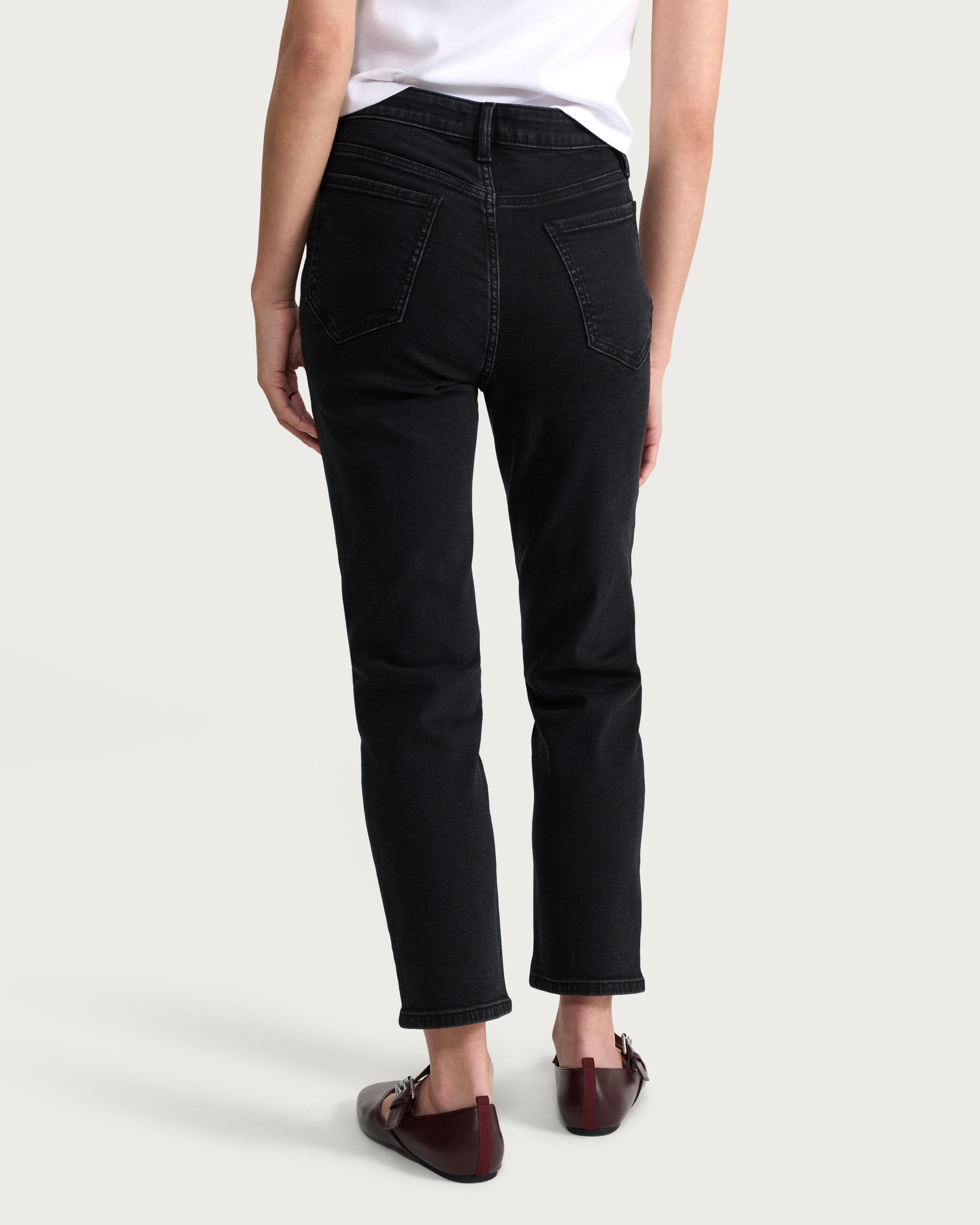 F&F High Rise Slim Ankle Grazer Jeans in Black thumbnail 4