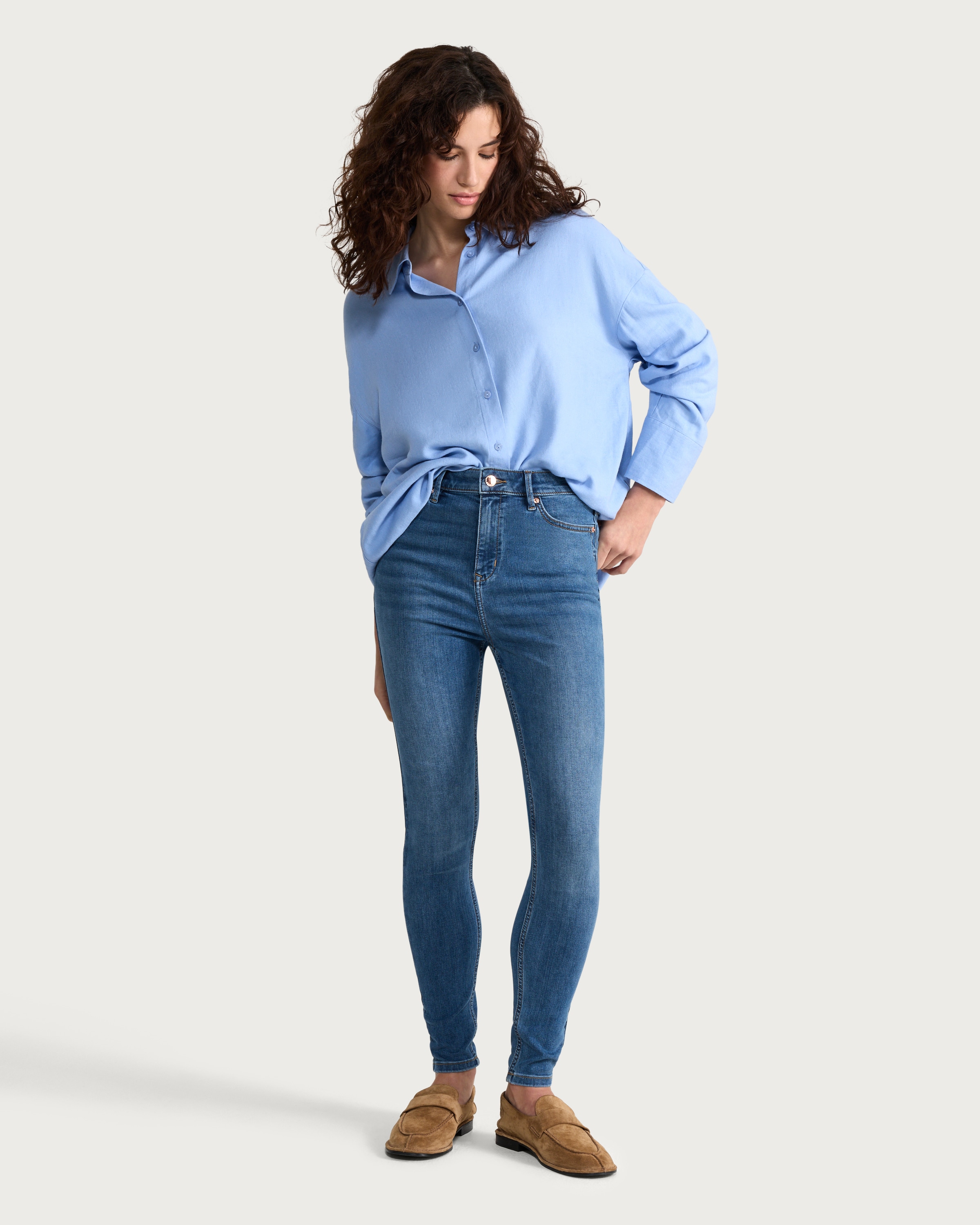 F&F Contour High Rise Skinny Jeans in Navy thumbnail 2