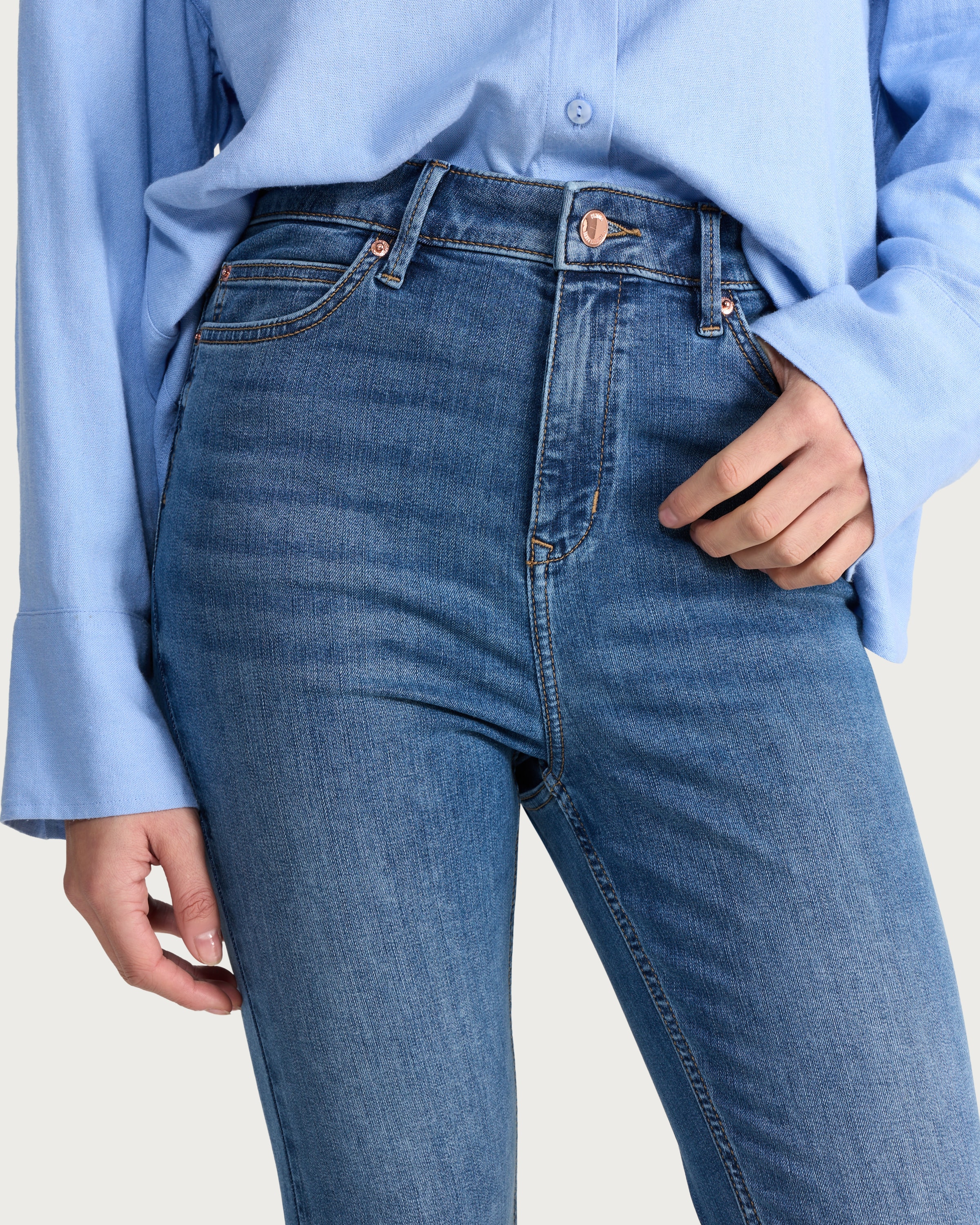 F&F Contour High Rise Skinny Jeans in Navy thumbnail 3