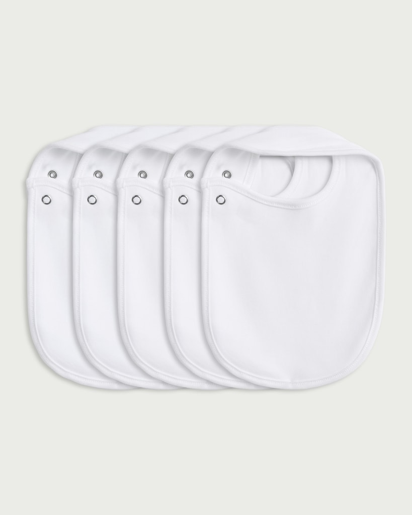 F&F Baby 5-Pack Pure Cotton Bibs in White thumbnail 2