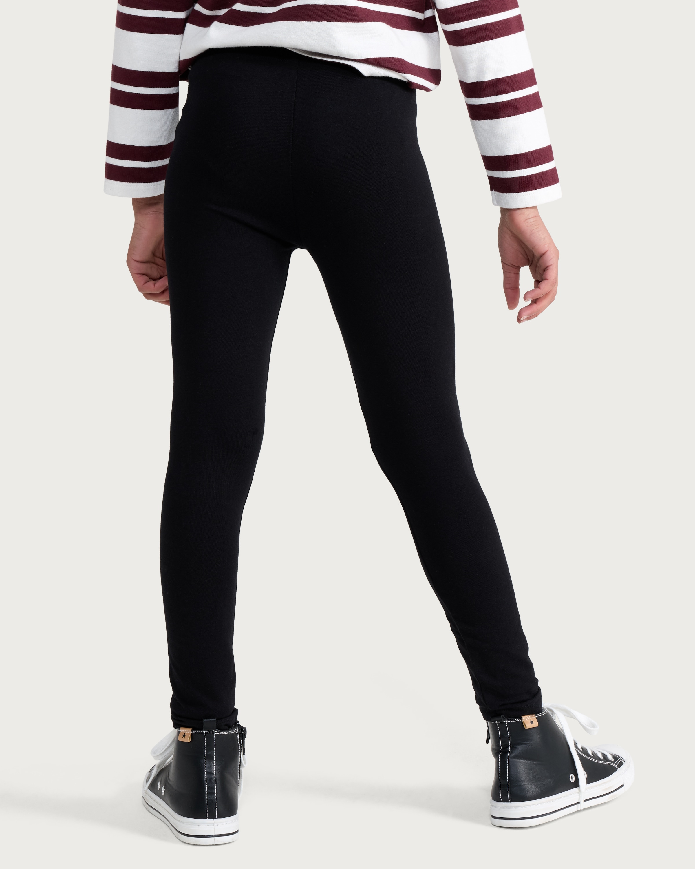 F&F Girls 3-Pack Cotton Rich Leggings in Black thumbnail 3