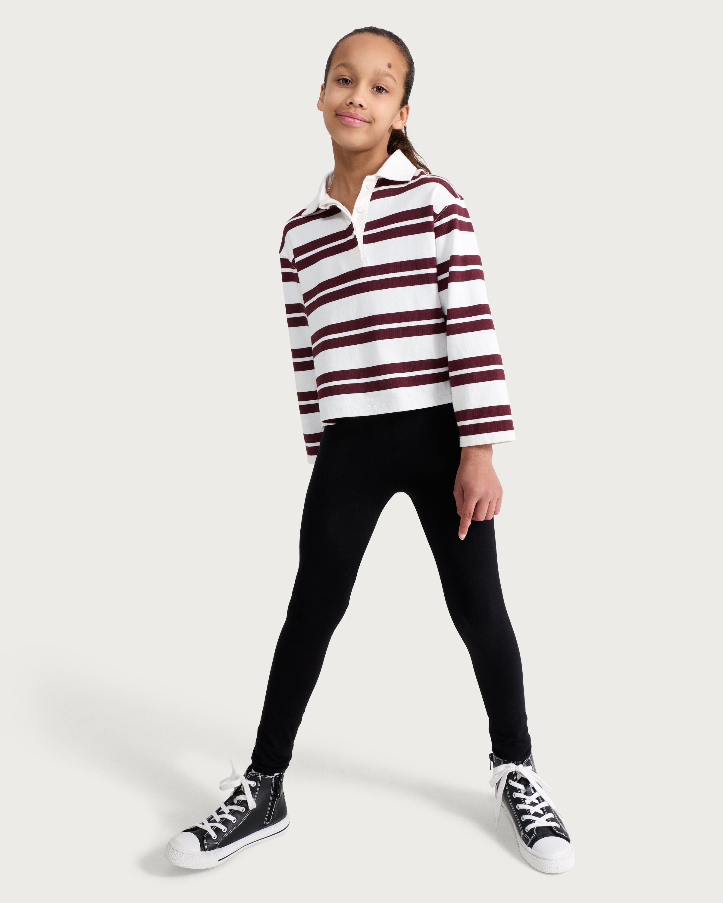 F&F Girls 3-Pack Cotton Rich Leggings in Black thumbnail 2
