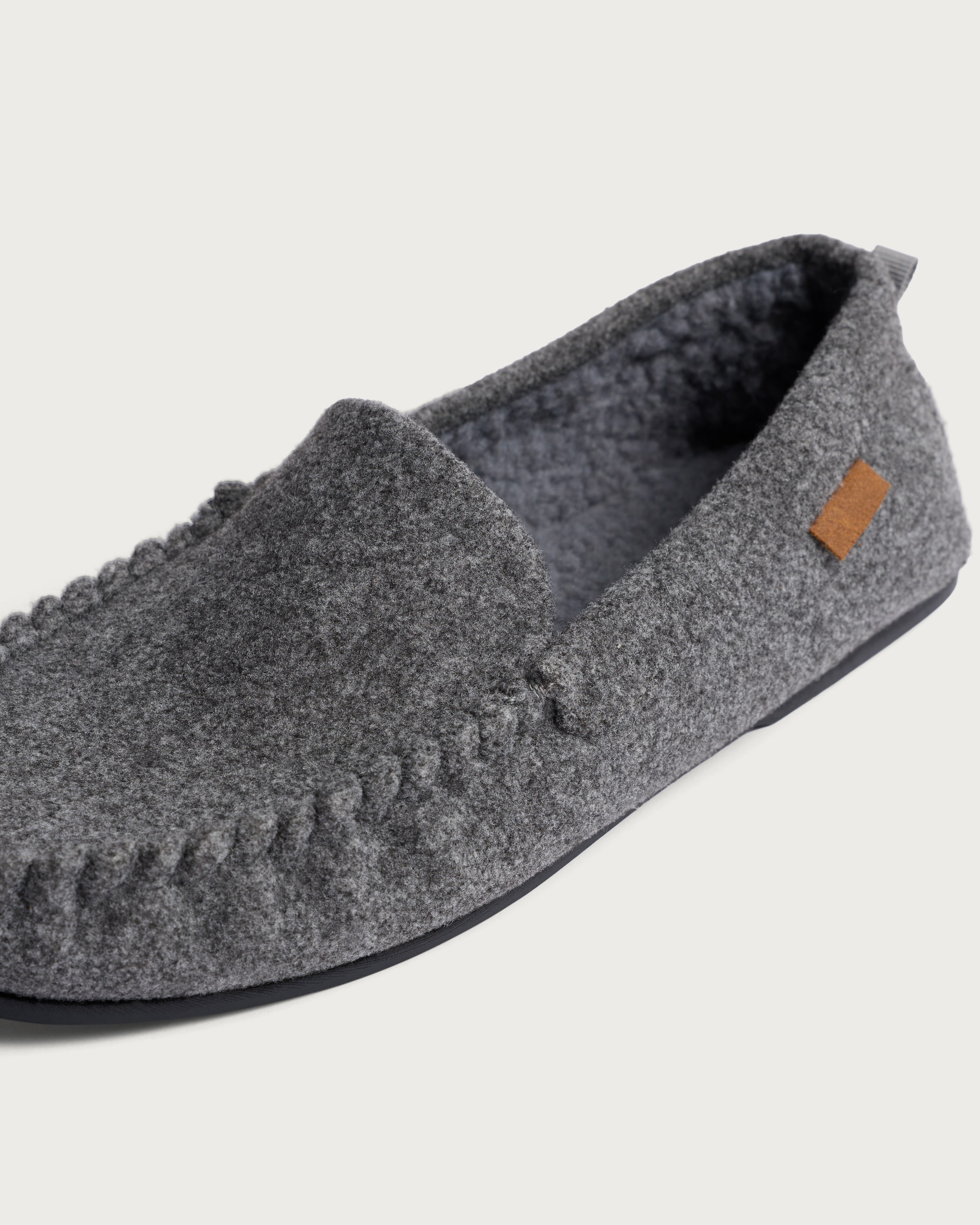 F&F Felt Moccasin Slippers in Grey thumbnail 3