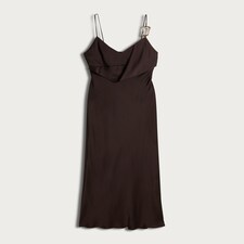 F&F Gold Trim Strappy Midi Dress in Chocolate thumbnail 4