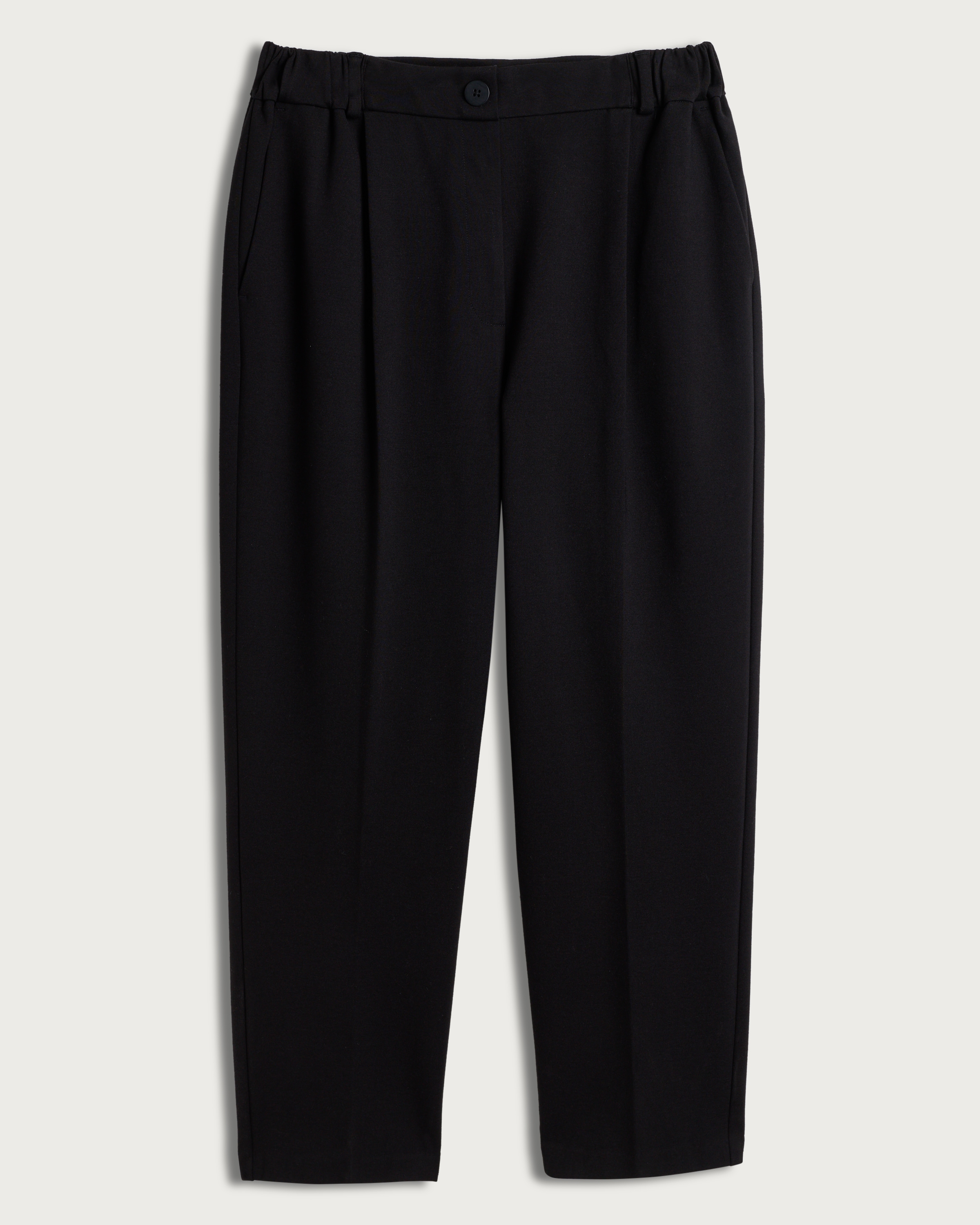 F&F Ponte Pleated Front Tapered Trousers in Black