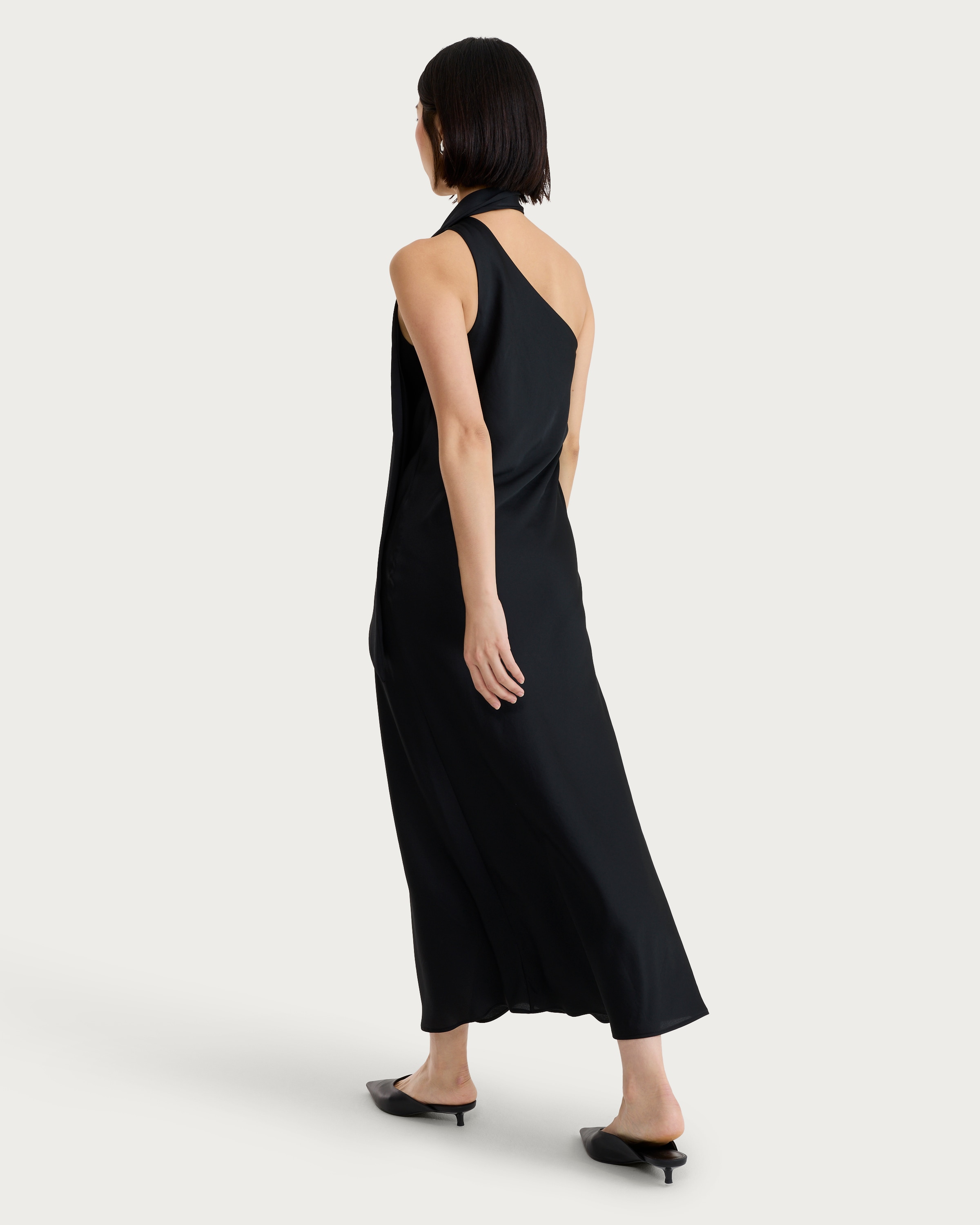 F&F Satin Scarf Neck Midi Dress in Black thumbnail 3