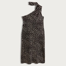 F&F Polka Dot One-Shoulder Dress in Chocolate thumbnail 4