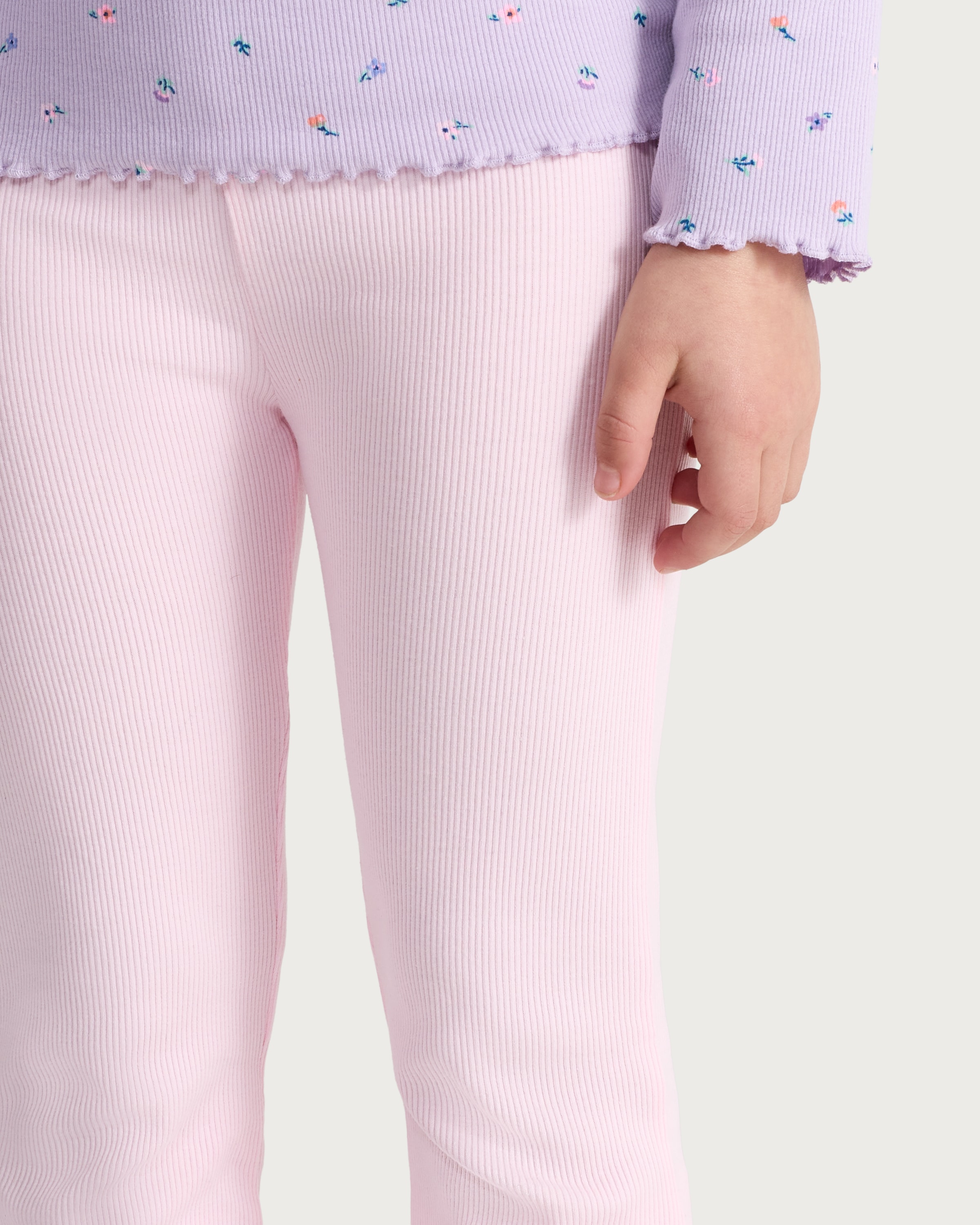 F&F Girls 2-Pack Cotton Rich Ribbed Flared Leggings in Multi Pink thumbnail 2