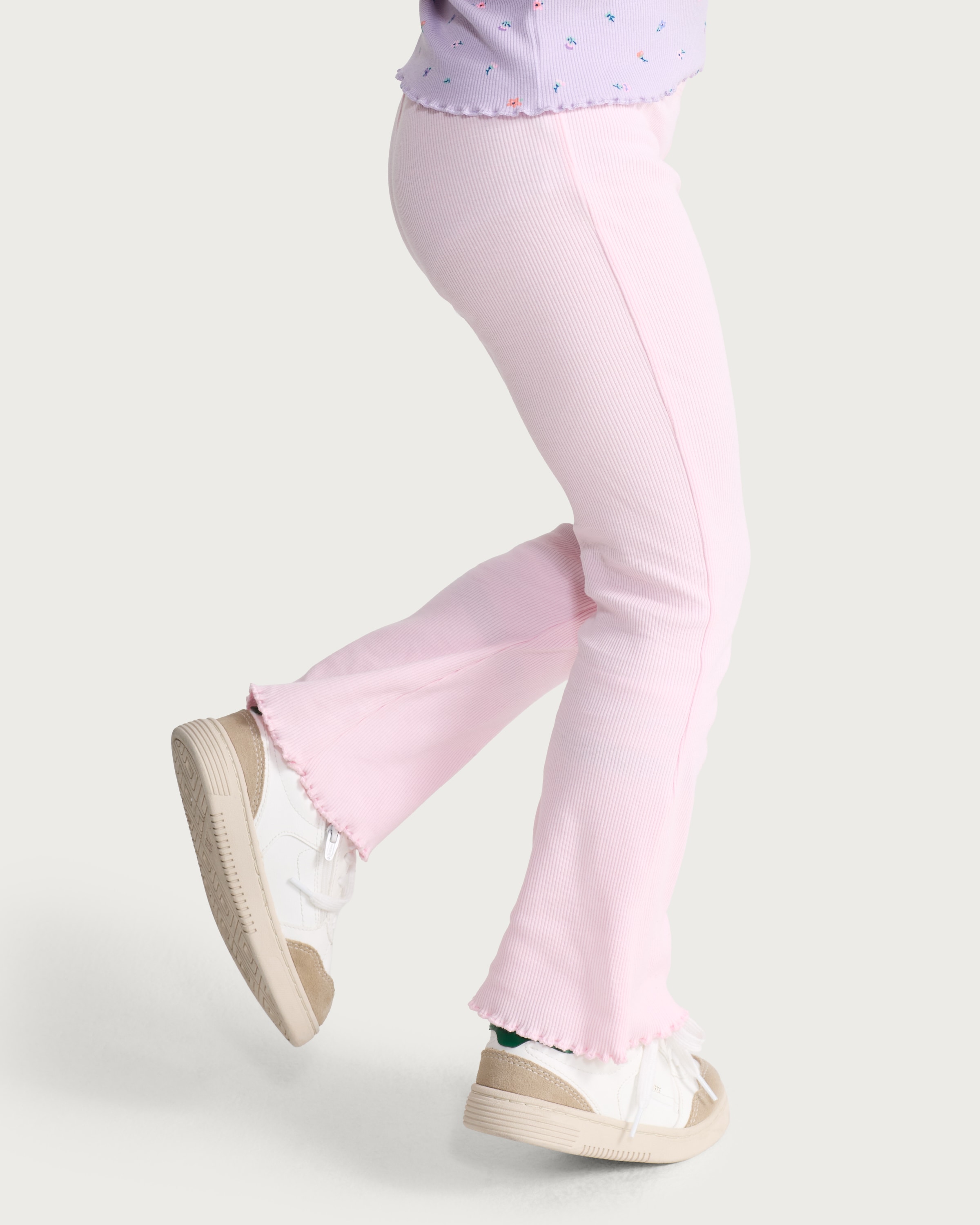 F&F Girls 2-Pack Cotton Rich Ribbed Flared Leggings in Multi Pink thumbnail 3