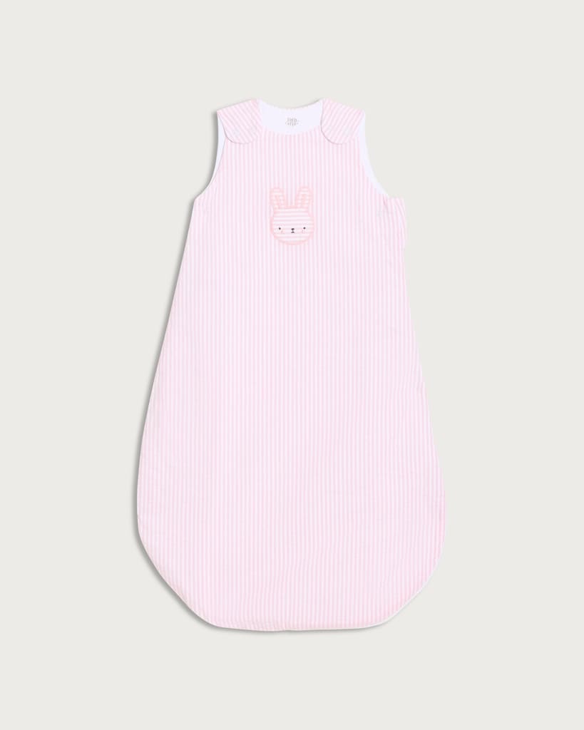 F&F Baby Pure Cotton Bunny Striped 1.5 Tog Sleeping Bag in Pink